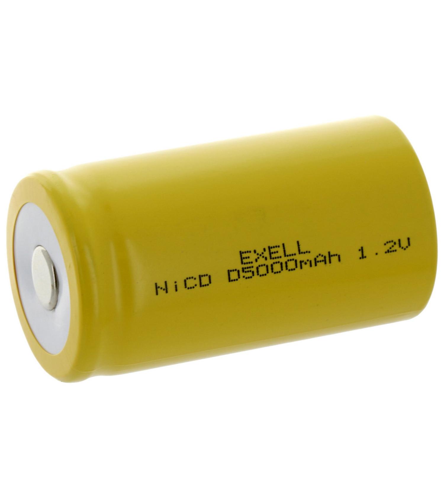 Exell D Size 1.2V 5000mAh NiCD Flat Top Rechargeable Battery for instruments/equipment electric razors toothbrushes radio controlled devices electric tools