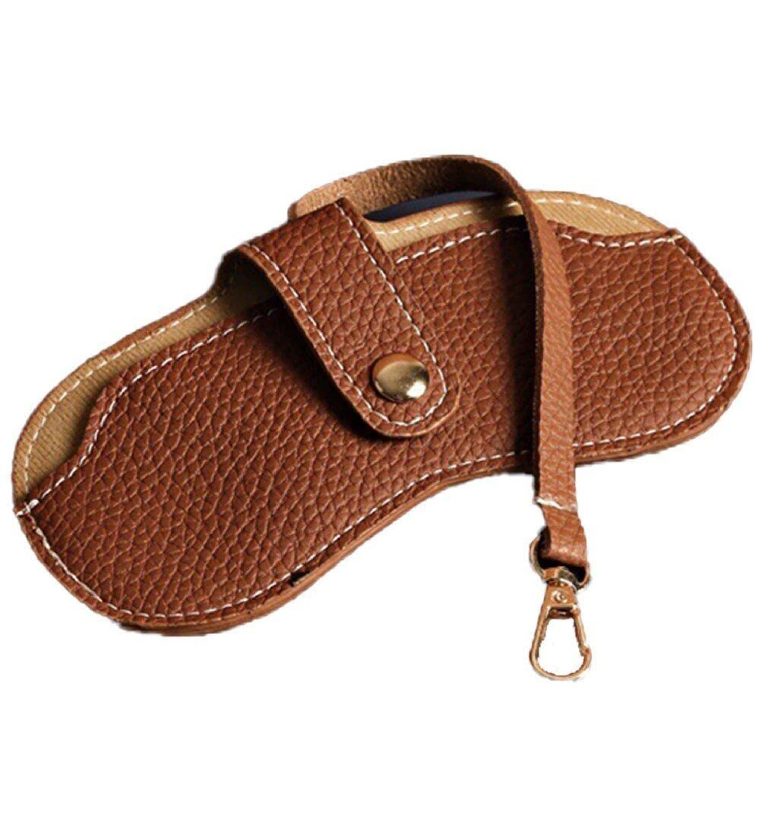 Vintage Leather Eyeglasses Case Holder | Portable Slim Sunglasses Pouch | Soft Glasses Bag for Men & Women - Brown - Buy Online on SooperMarket.com