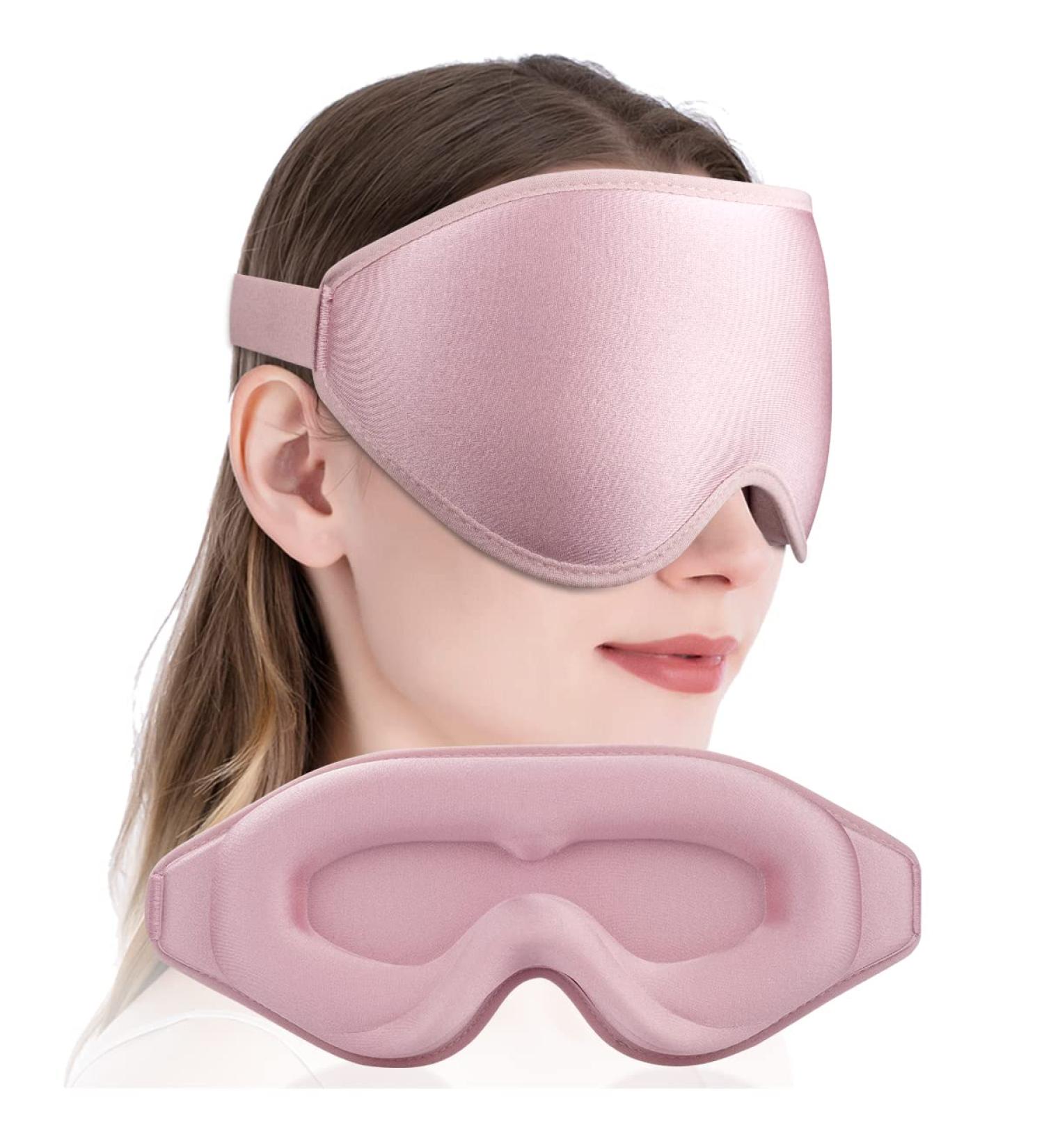 3D Contoured Sleep Mask for Women Men - 99% Blackout Eye Covers - Comfortable & Adjustable - Perfect for Travel and Lash Extensions - Pink - Buy Online on SooperMarket.com