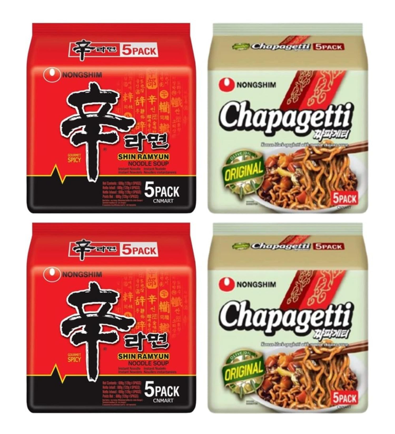 Nongshim Shin Ramyun Chapagetti Chajang Instant Ramen Noodle Soup 2 Flavours Assorted Bundle (Pack of 20) by CNMART - Buy Online on SooperMarket.com