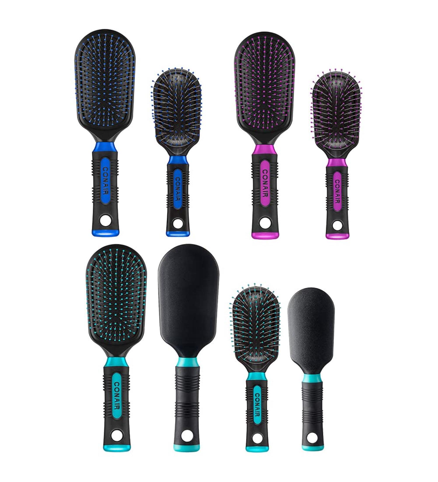 Conair Salon Results Hairbrush Set - Wire Bristles, Cushion Base - Travel & Full-Size Brushes - 2 Count - Buy Online on SooperMarket.com