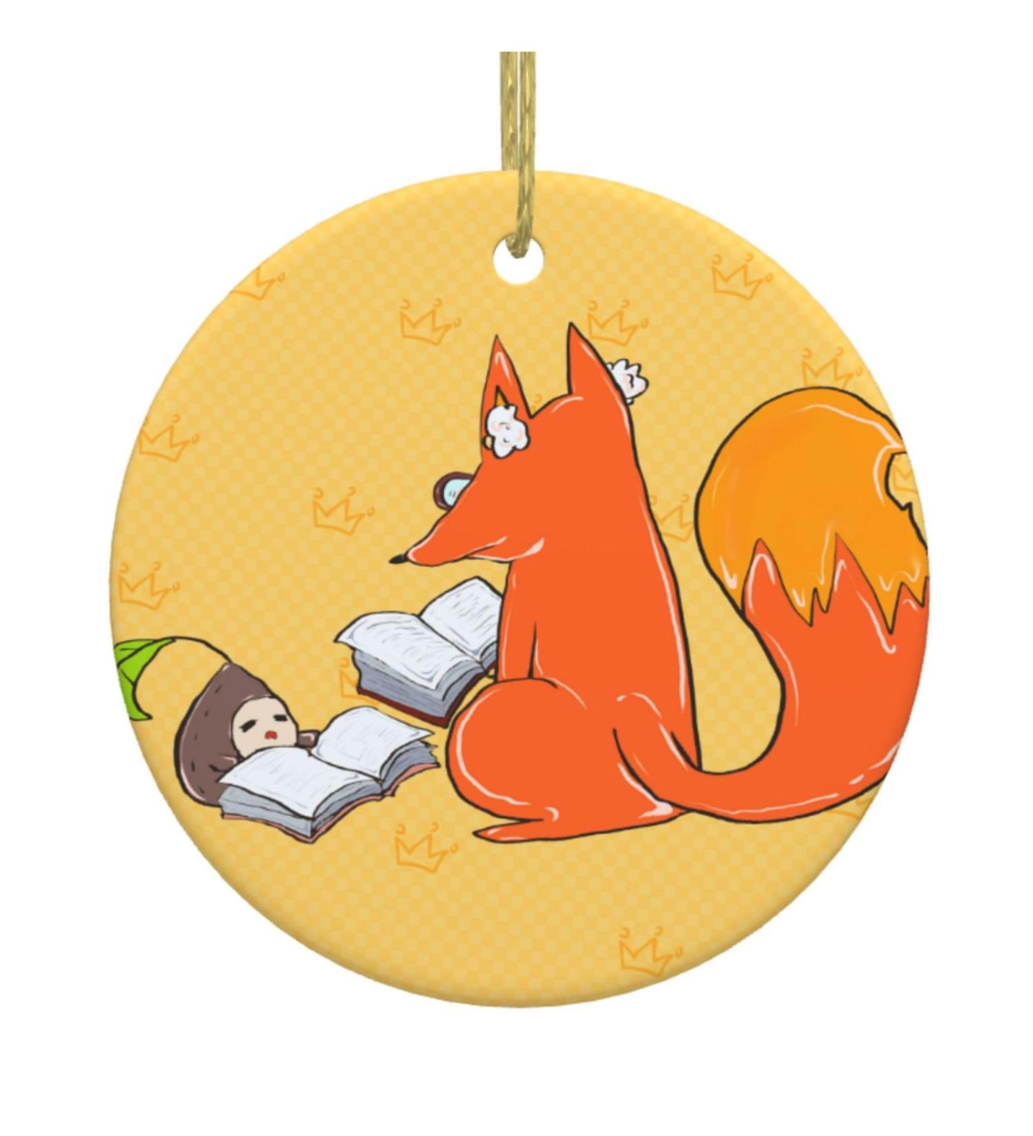 YYHHAOFA Sunflower Seeds and Foxes Picture Christmas Ceramic Round Pendant Decoration - Festive Hanging Ornament for Stores and Homes -2.9 in - Buy Online on SooperMarket.com