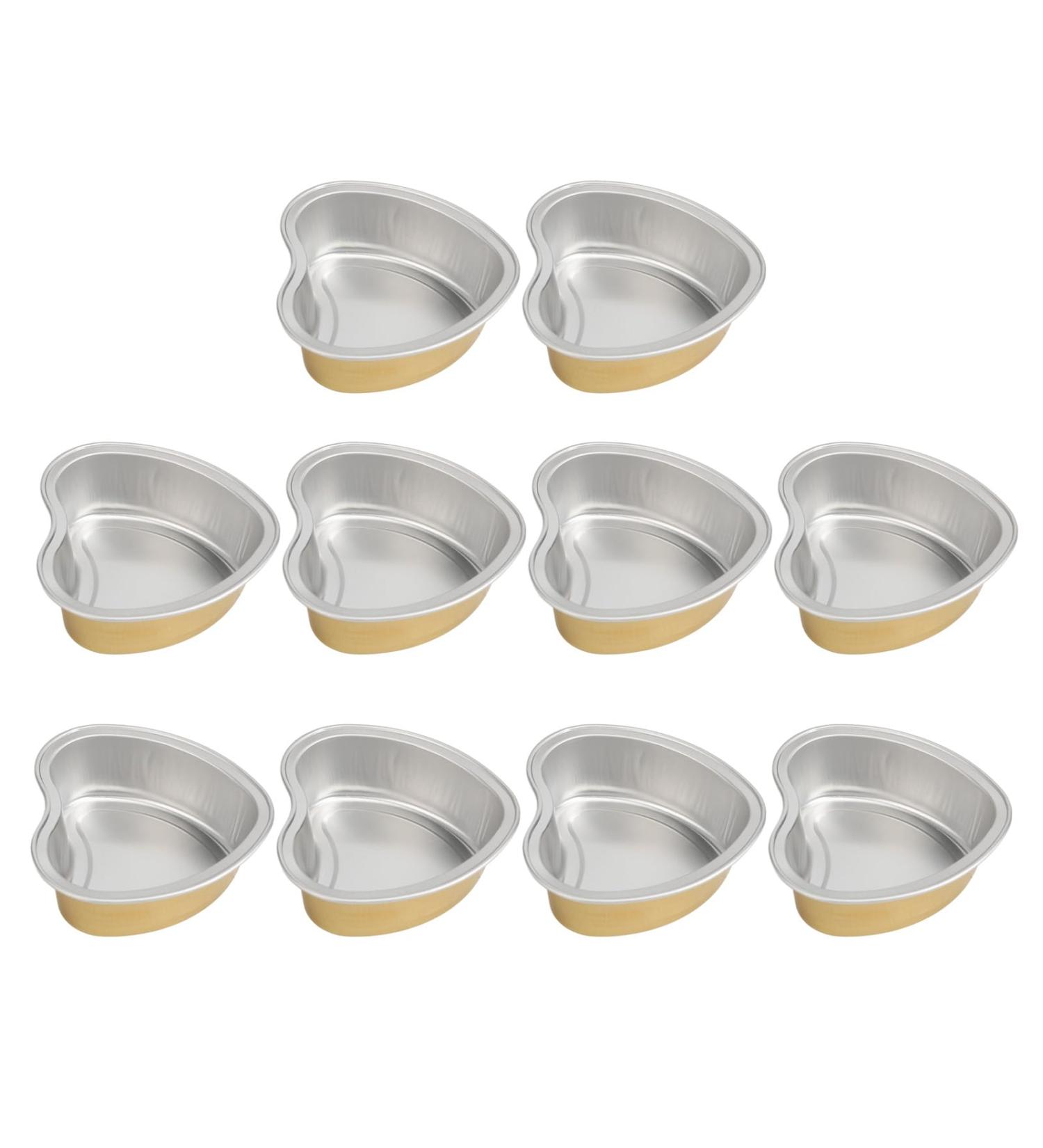 10pcs Heart Shaped Wax Melting Bowls - Gold Aluminum Foil Wax Bean for Hair Removal - Large Size Perfect for Home Use - Buy Online on SooperMarket.com