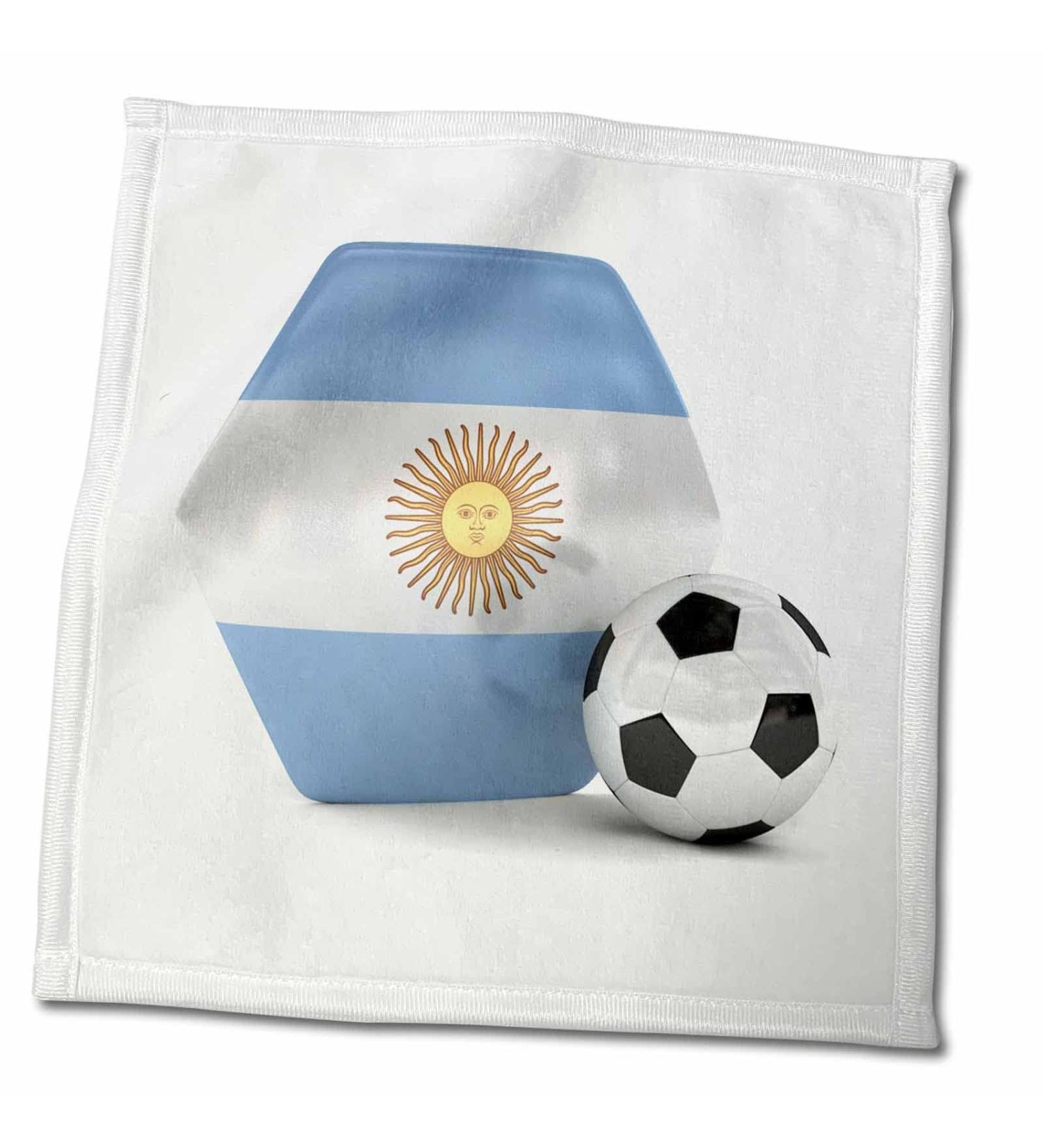 3dRose Carsten Reisinger - Illustrations - Argentina Soccer Ball - Towels (twl-181889-3) 11x12 Wash Cloth for Face and Body