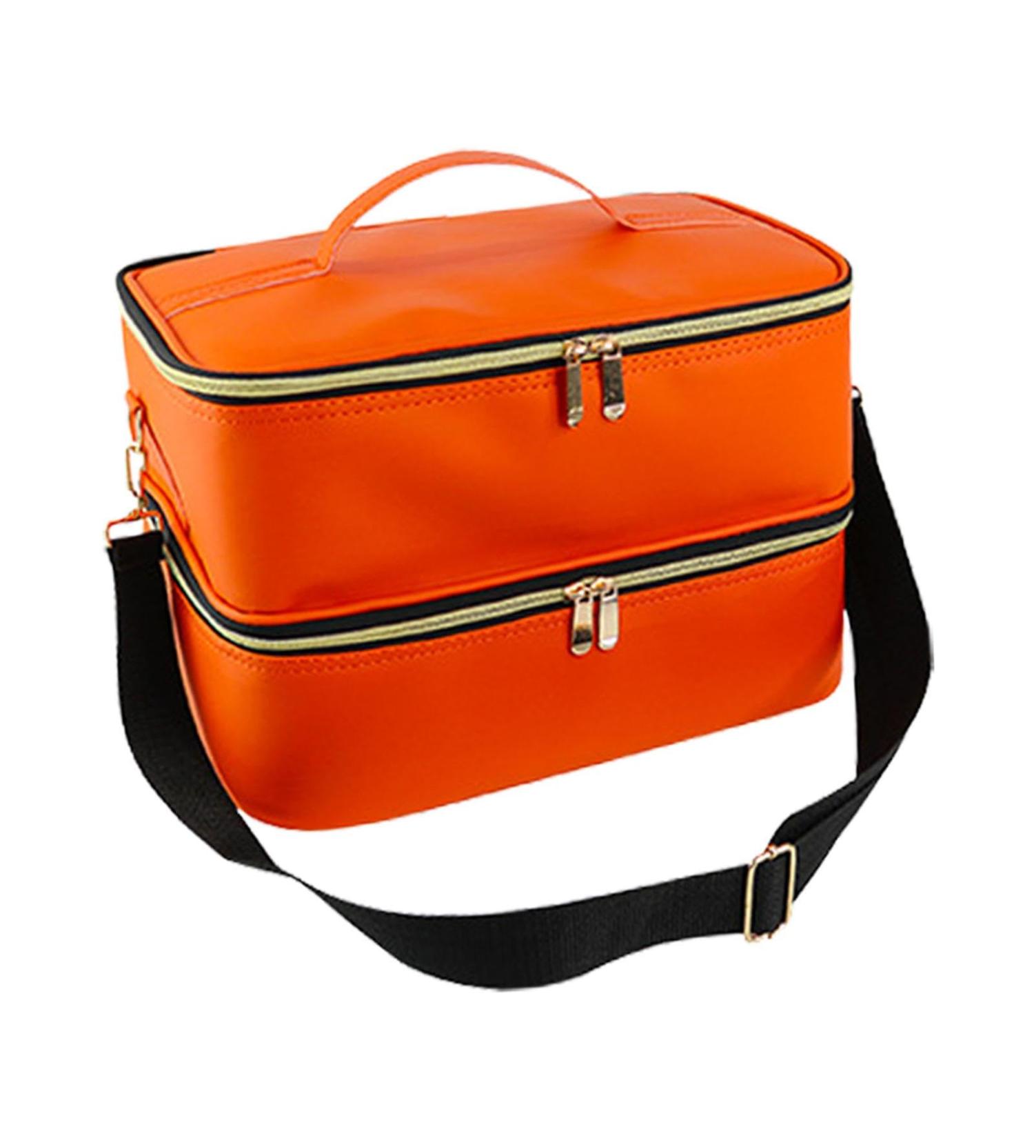 Folpus Nail Polish Organizer Nail Organizers Double Layer Nail Supplies Travel Nail Kits Nail Polish Storage Box Handbag for Home Orange - Buy Online on SooperMarket.com