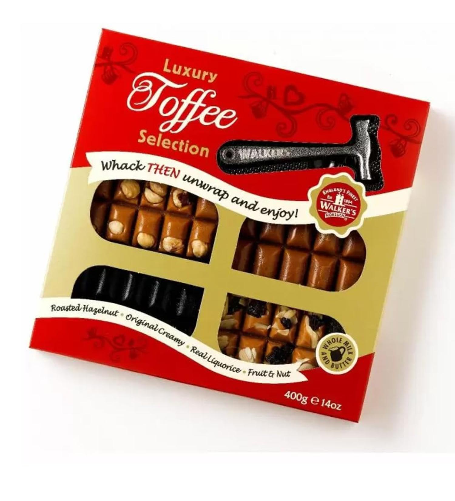 Nonsuch Luxury Toffee Selection Hammer Pack 400g - Roasted Hazelnut Original Creamy Liquorice and Fruit & Nut - Buy Online on SooperMarket.com