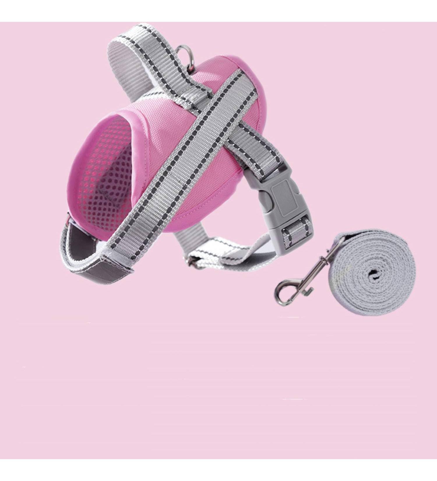 Fueegue Cat Harness with Leash Escape Proof Adjustable Soft for Cats and Dogs Puppy Harness Pink L
