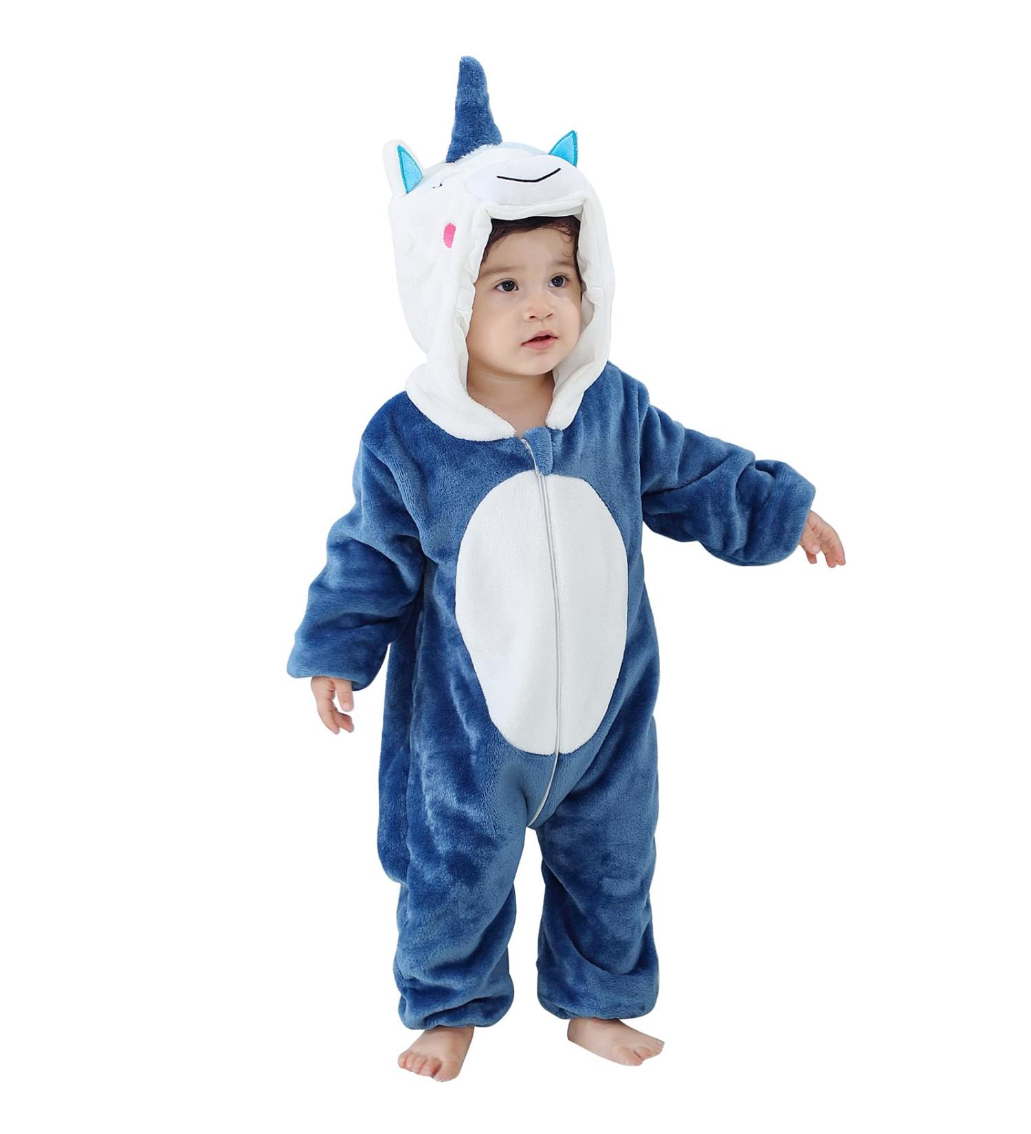 COOKY.D Unisex Winter Animal Hooded Baby Romper - Blue (3-6 months) - Buy Online on SooperMarket.com
