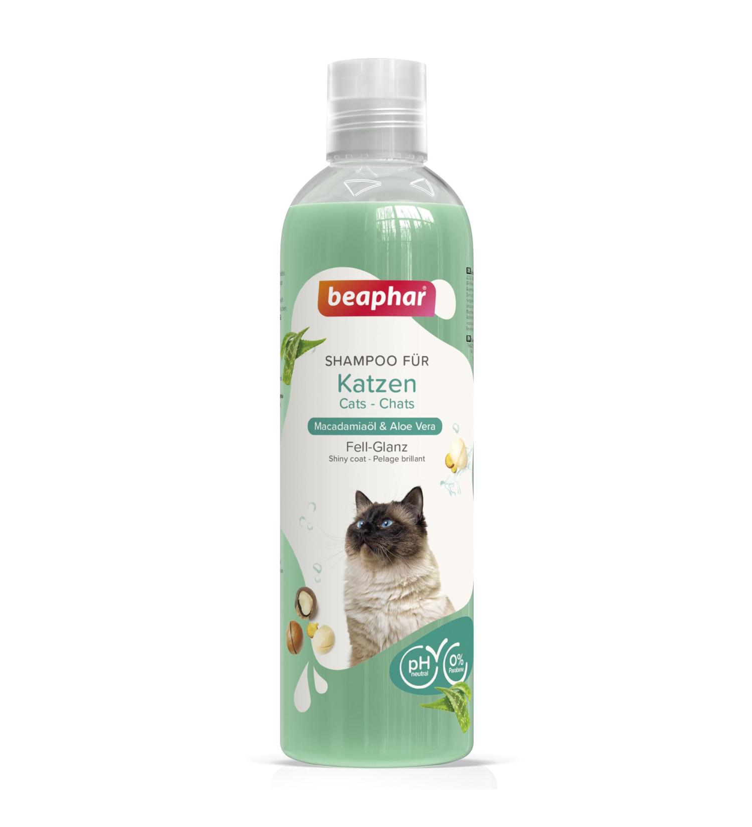 Beaphar Cat Shampoo with Macadamia Oil & Aloe Vera - pH-Neutral Paraben-Free Vegan 1 Pack - International Shipping Available - Buy Online on SooperMarket.com