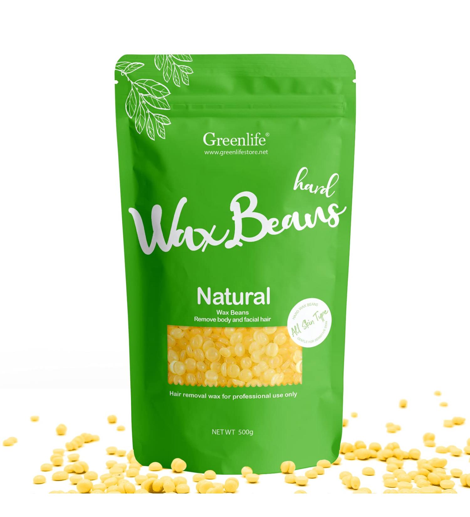 GreenLife 17.6oz/1.10lb/500g Hard Wax Beads Hard Wax Beans Hair Removal Painless Waxing Bean Home wax Kit for Facial Legs Arms Body Bikini Brazilian Pearl Depilatory Hot Waxs for Women and Men (Honey) - Buy Online on SooperMarket.com