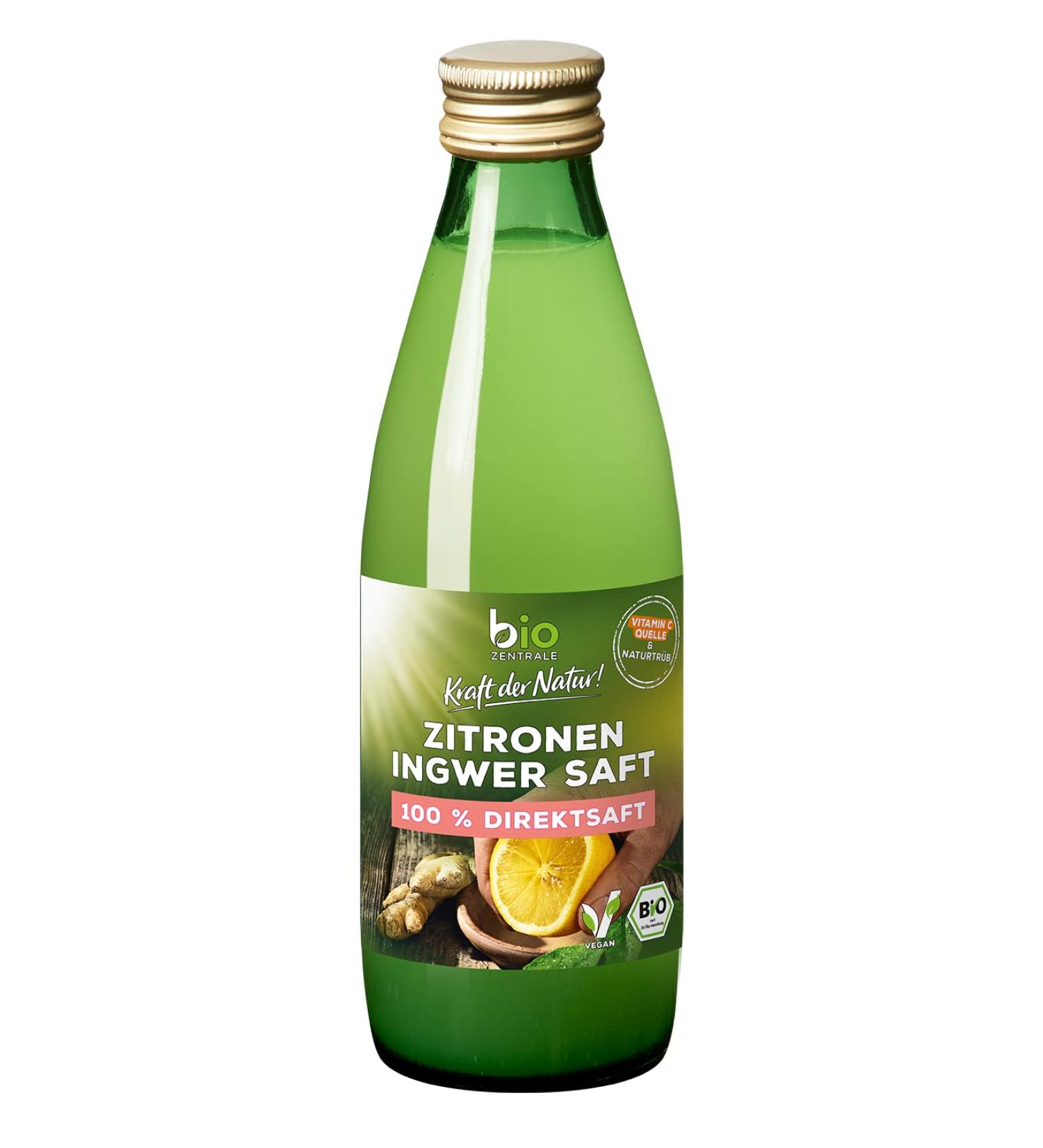 Biocentral Lemon Juice with Ginger 250ml | Organic Naturally Cloudy Juice | Sugar-Free Vitamin C | Perfect for Cocktails Baking & Cooking - Buy Online on SooperMarket.com
