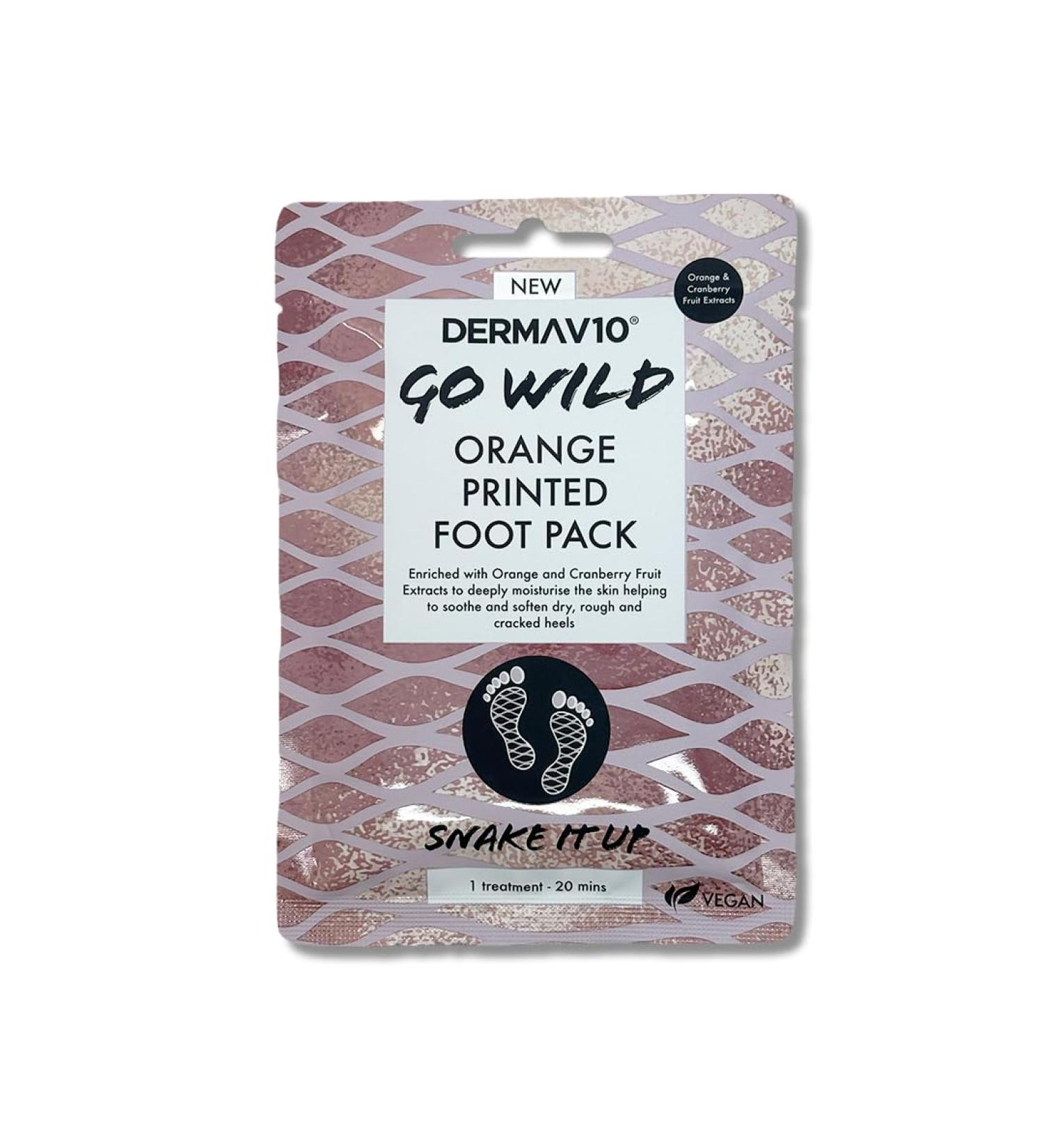 Derma V10 Go Wild Foot Mask Vitamin E Hyaluronic Acid Orange And Cranberry Extract Moisturises And Nourishes Feet Softens Rough Dry And Cracked Heels Natural Ingredients Vegan Friendly - Buy Online on SooperMarket.com