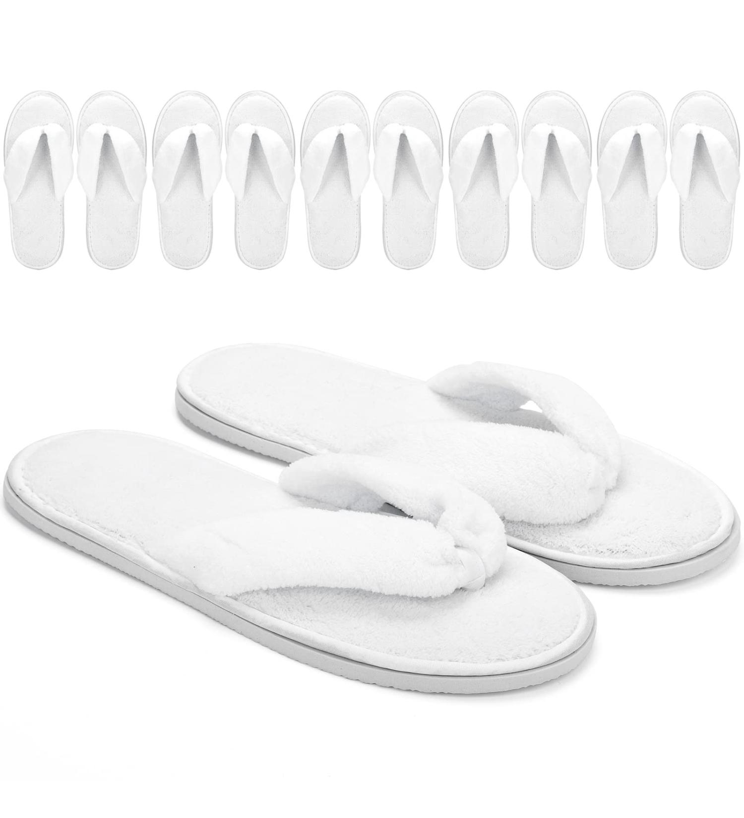 6 Pack Fluffy Coral Fleece Spa Slippers - Reusable House & Guest Slippers for Hotel Travel - Buy Online on SooperMarket.com