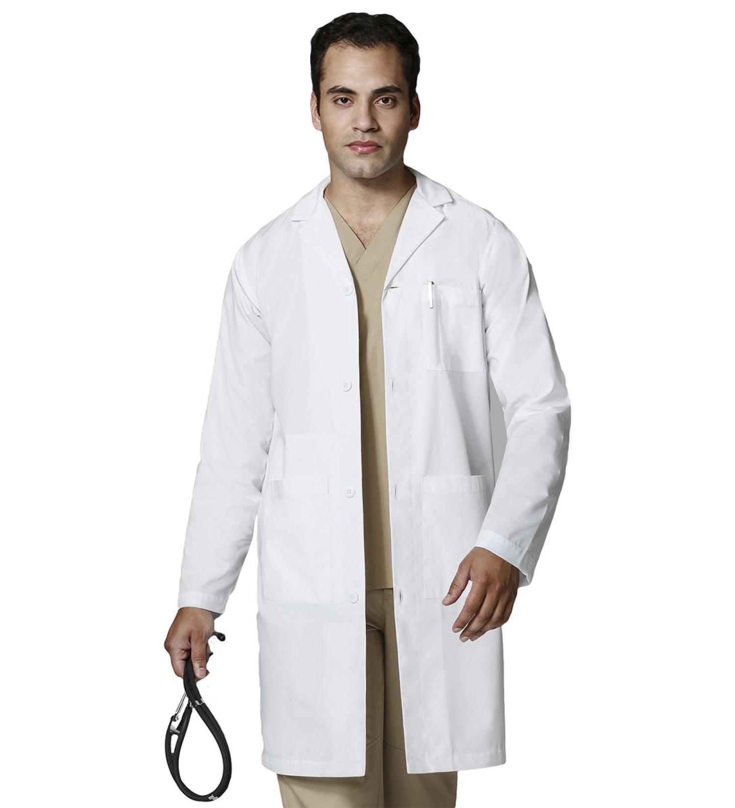 WonderWink Men's Wonderlab Long Lab Coat Large White