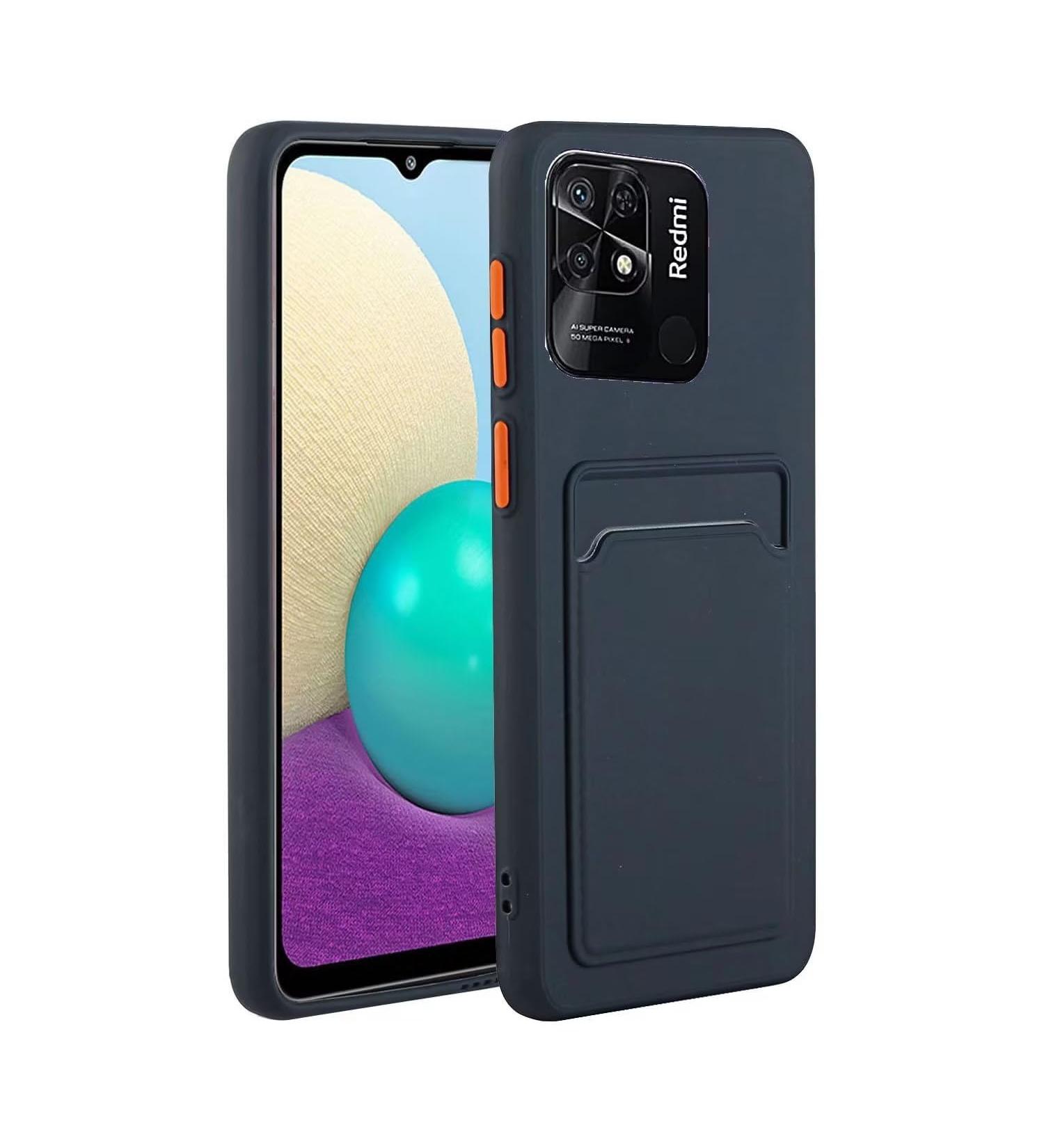Tivenfezk Nadoli Silicone Case for Xiaomi Redmi 10c - Ultra Thin Shockproof Wallet TPU Cover with Credit Card Holder - Dark Blue - Buy Online on SooperMarket.com