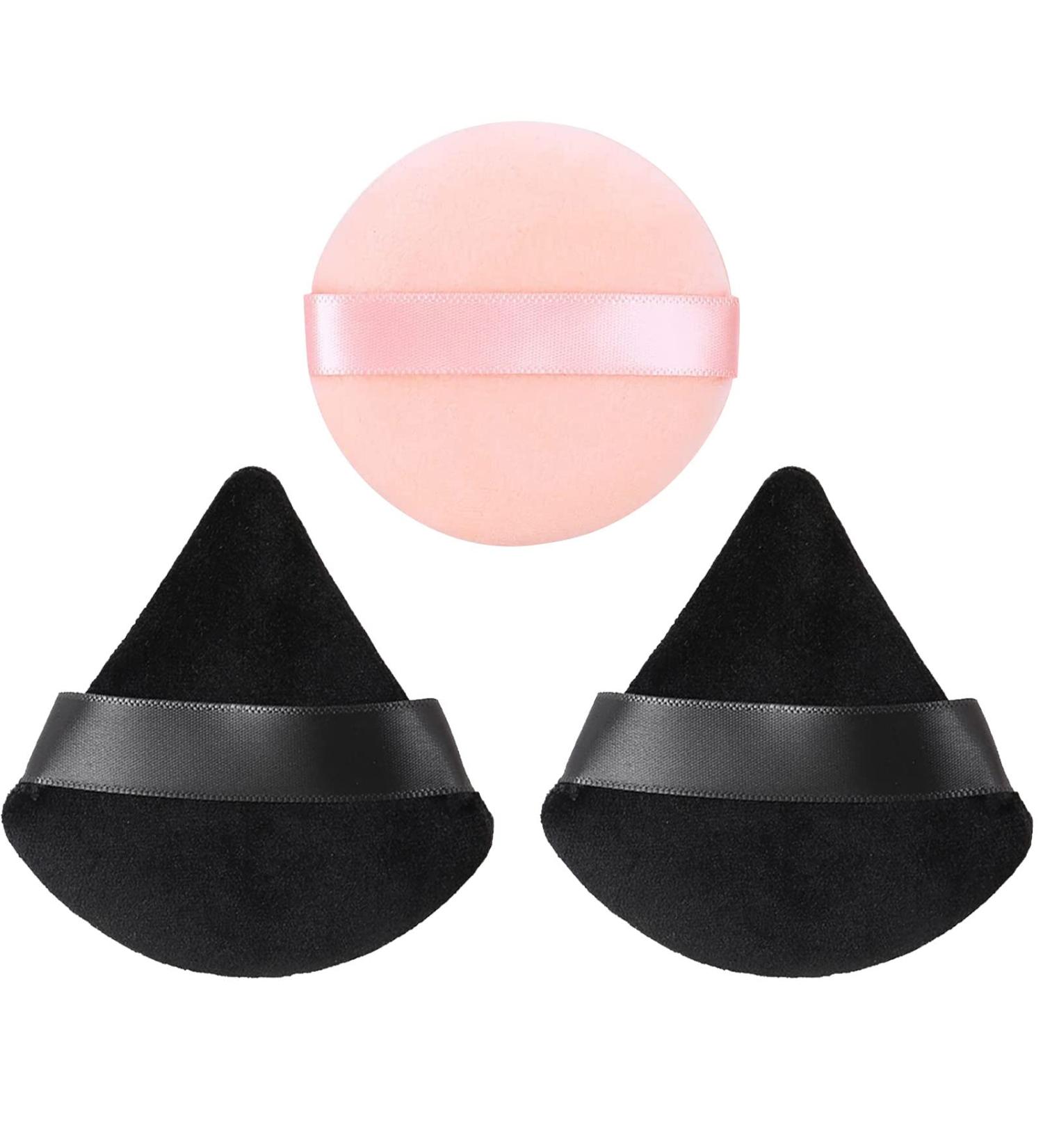Buy HEYMKGO 3 Pcs Powder Puff Set Triangle Velvet Makeup Sponge for Dual Use | Reusable Wet & Dry Face Cleansing Puff | International Shipping Available - Buy Online on SooperMarket.com