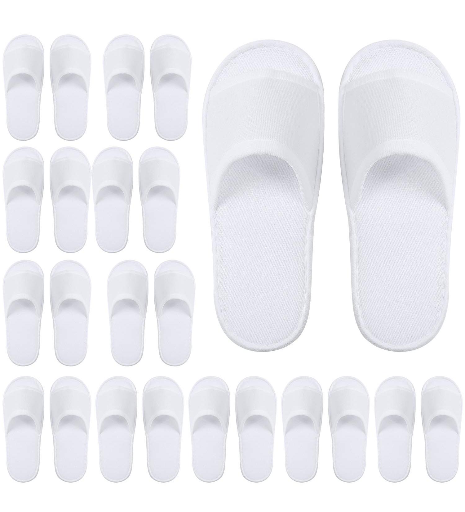 Elcoho 12 Pairs Open Toe White Spa Slippers for Spa, Party, Hotel, Travel - Unisex Men and Women - Buy Online on SooperMarket.com