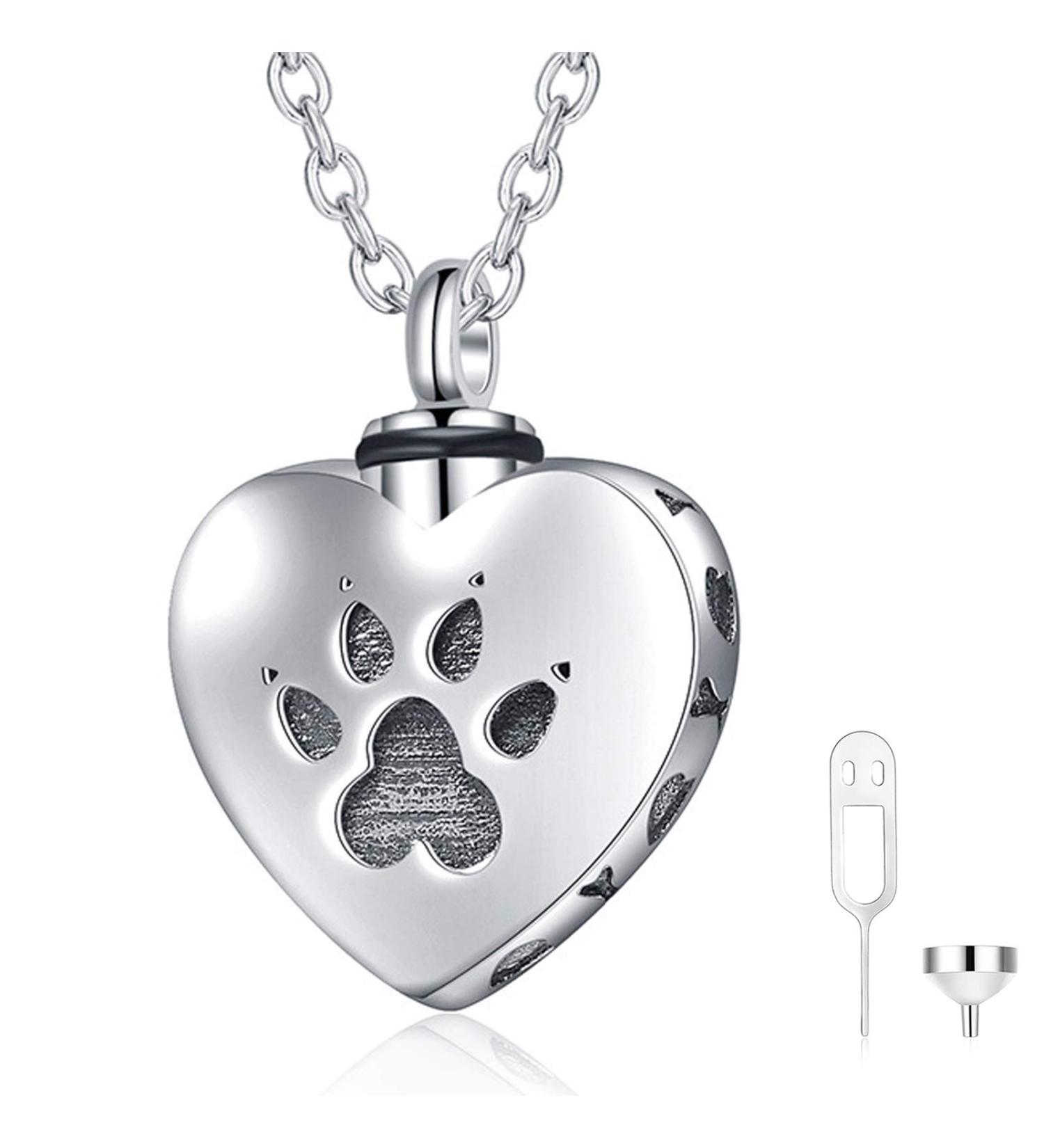 cluis Urn Necklace for Ashes Cremation Necklace Paw Print Pet Urn Heart Necklace Animal Cremation Jewelry for Ashes Memorial Keepsake Jewelry for Women Dog's Cat's Pet Ashes - Buy Online on SooperMarket.com