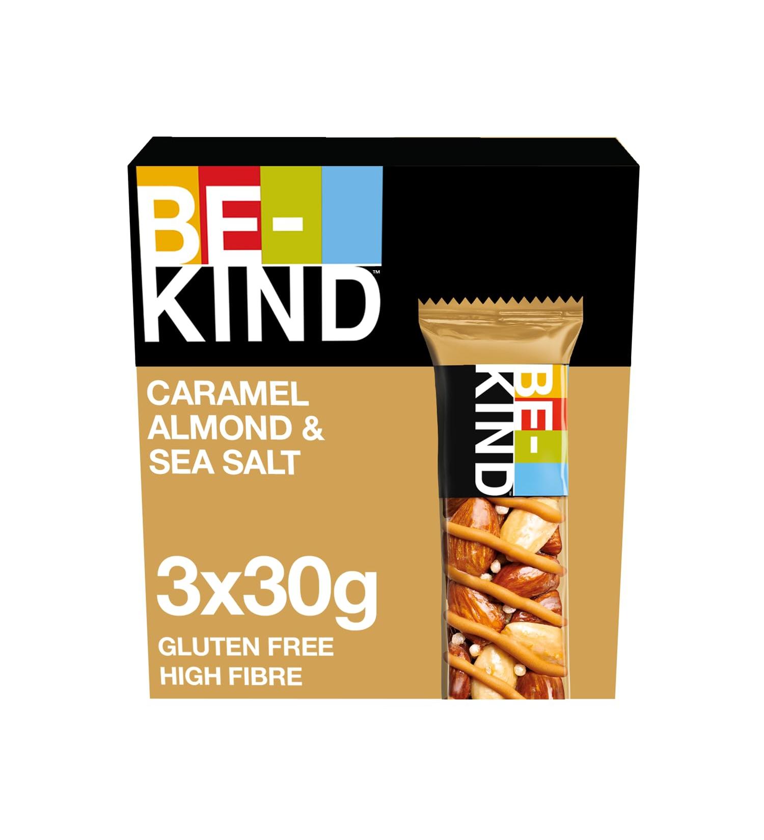 BE-KIND Caramel Cereal Bar - Gluten Free Snack with Almond & Sea Salt | Pack of 3 (30g each) - International Shipping Available - Buy Online on SooperMarket.com