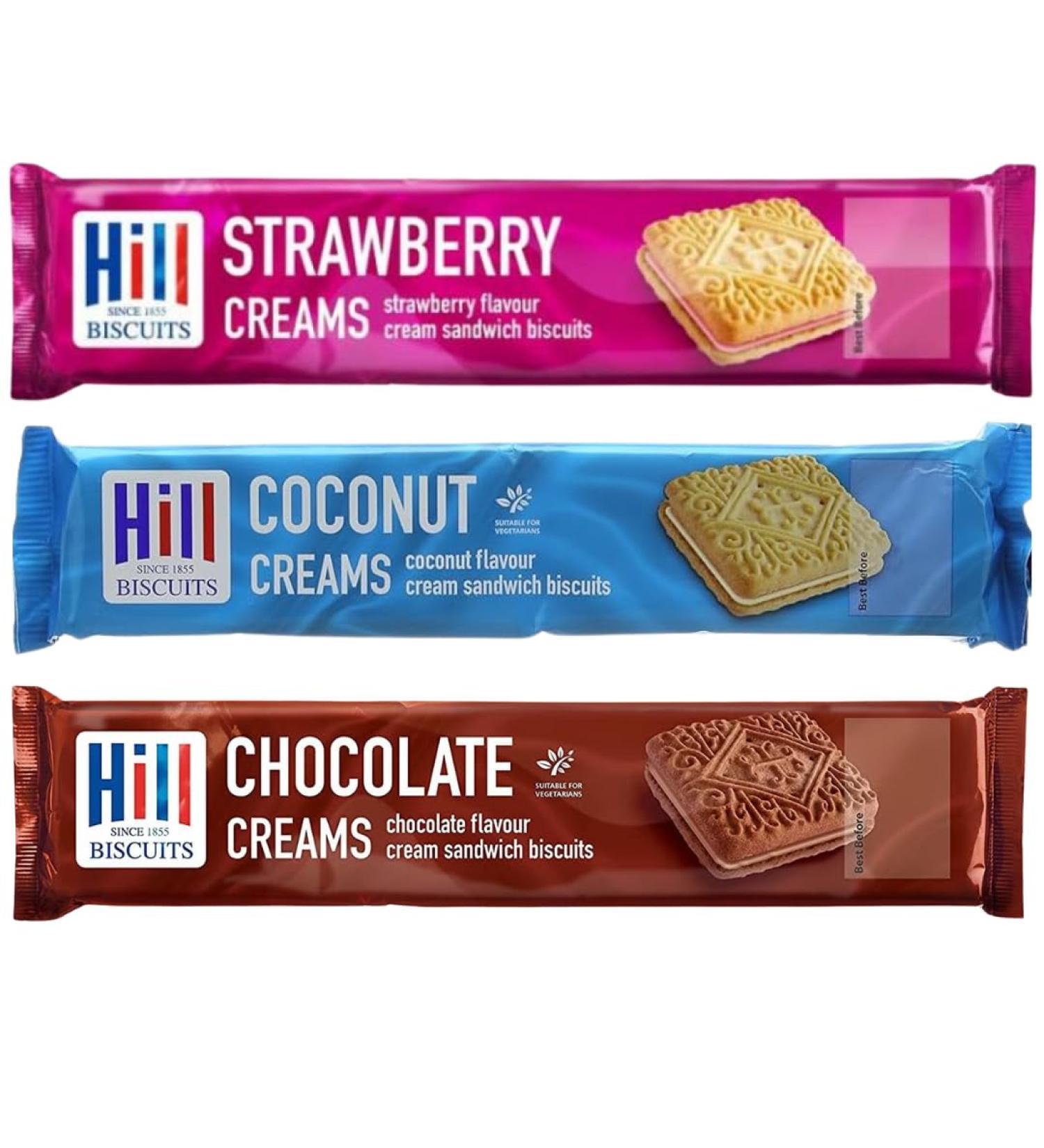 Cream Biscuit Bundle With Hill Strawberry Creams 150g Chocolate Creams 150g and Coconut Creams 150g (3 Pack) - Buy Online on SooperMarket.com