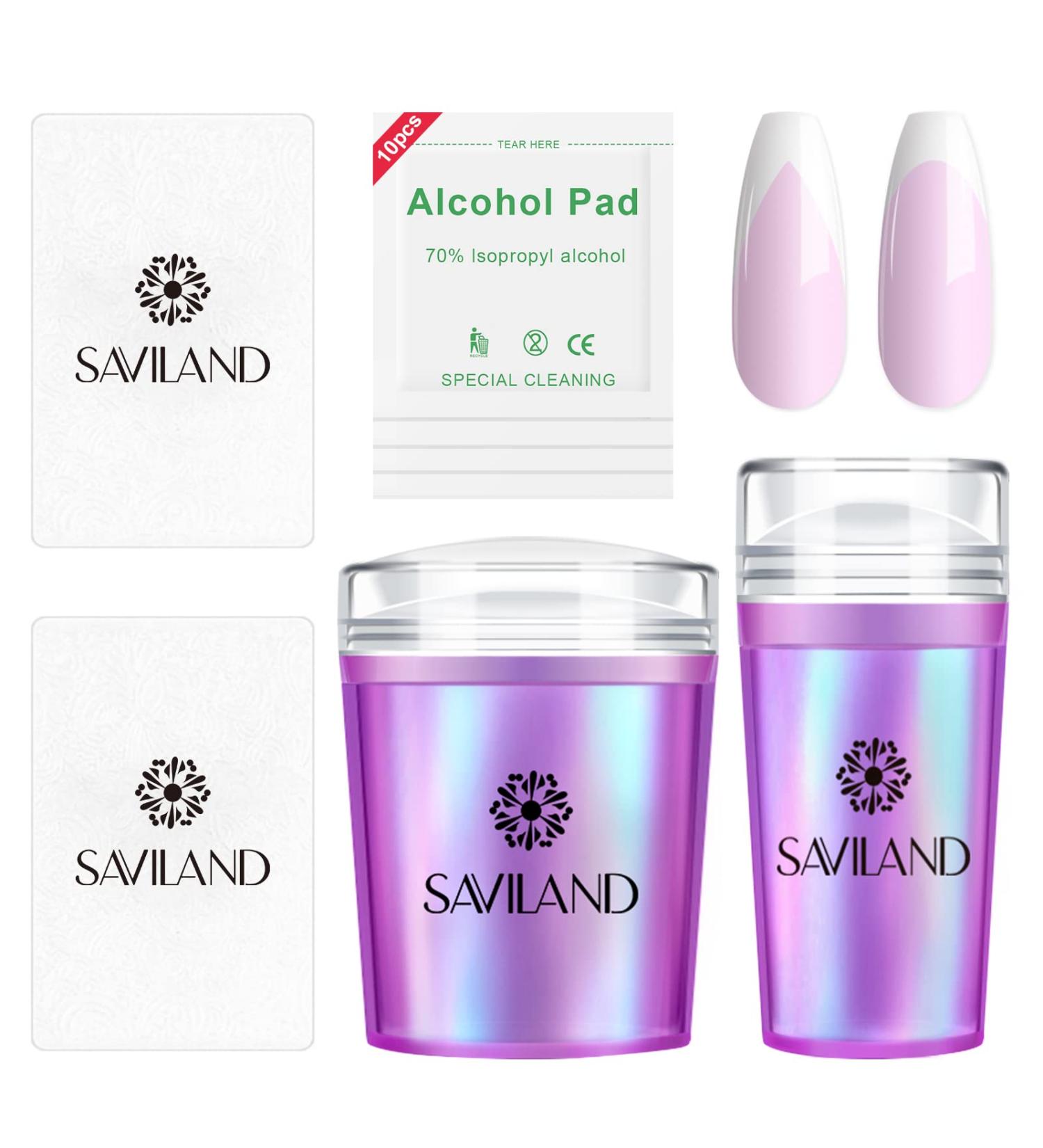 Saviland French Nail Stamper - 14PCS Silicone French Tip Stamp Kit - Purple Nail Stamper Set for French Manicure - Nail Tech Supplies Gift for Women - Buy Online on SooperMarket.com
