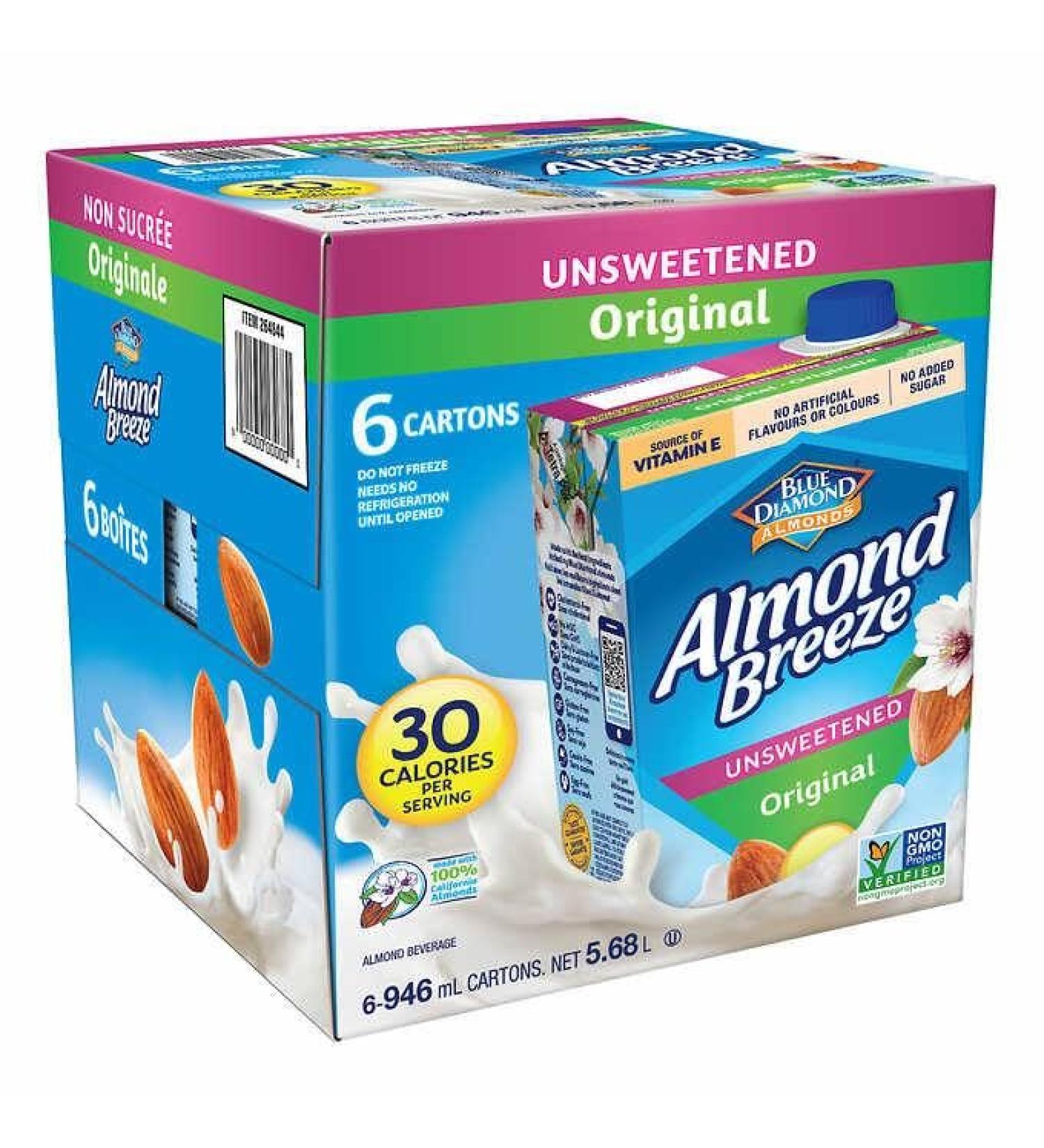 Blue Diamond Almond Breeze Original - Unsweetened - 6 x 946ml - Buy Online on SooperMarket.com
