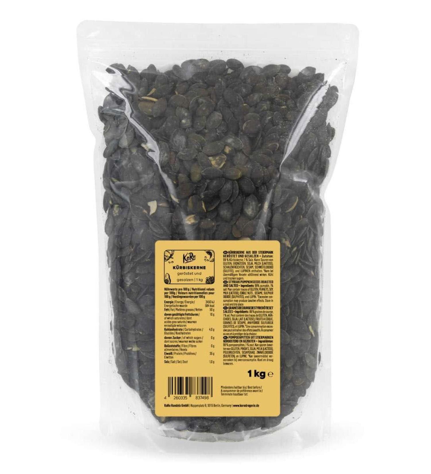 Koro Pumpkin Seeds from Styria - Roasted & Salted 1kg | Perfect Snack & Salad Topping - Buy Online on SooperMarket.com