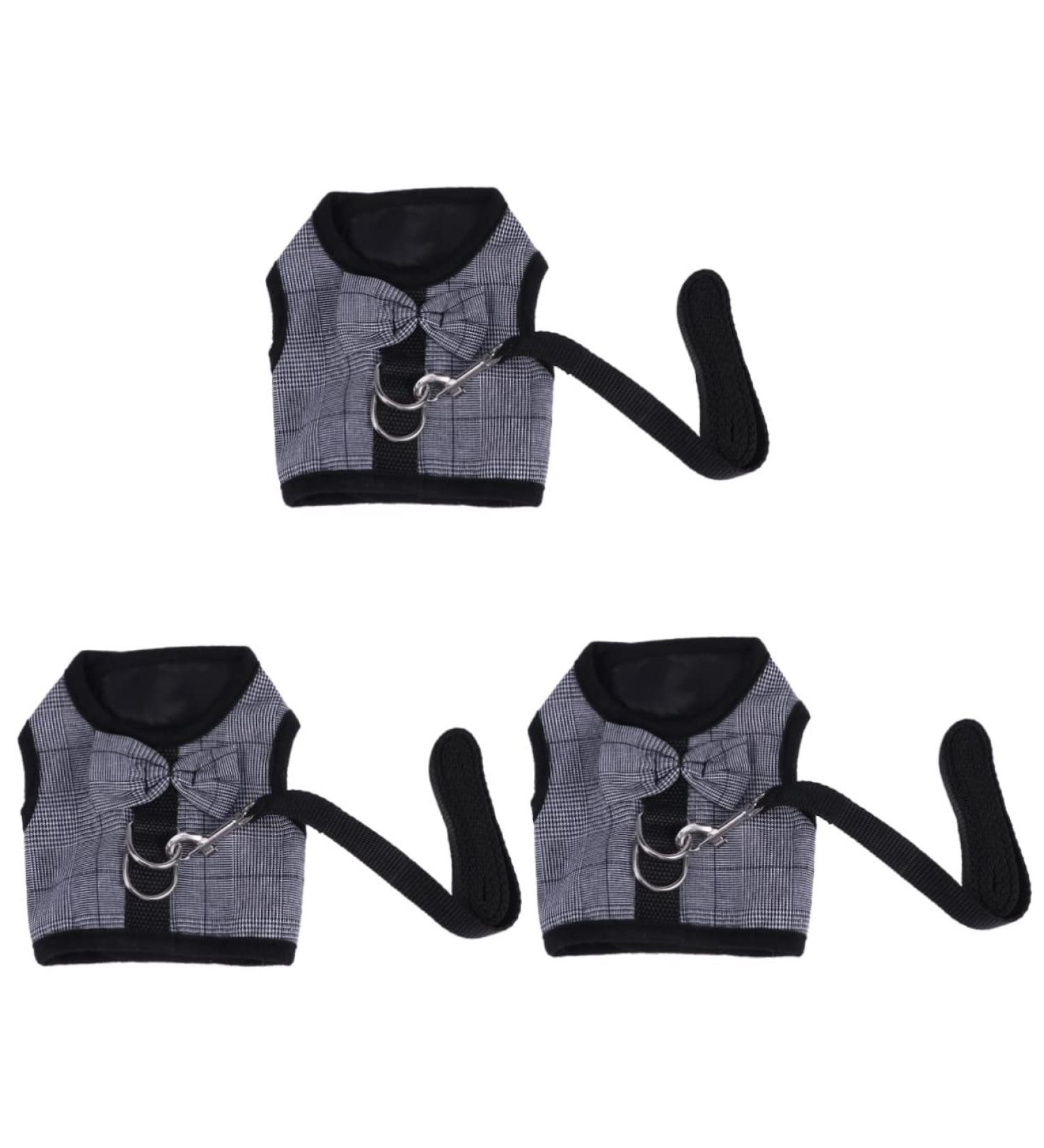 Minkissy 3pcs Bunny Vest Dress - Guinea Pig Harness & Leash Set | Small Pet Clothing for Rabbit Hedgehog & Chinchilla - Gray Size 2x3Pcs - Buy Online on SooperMarket.com