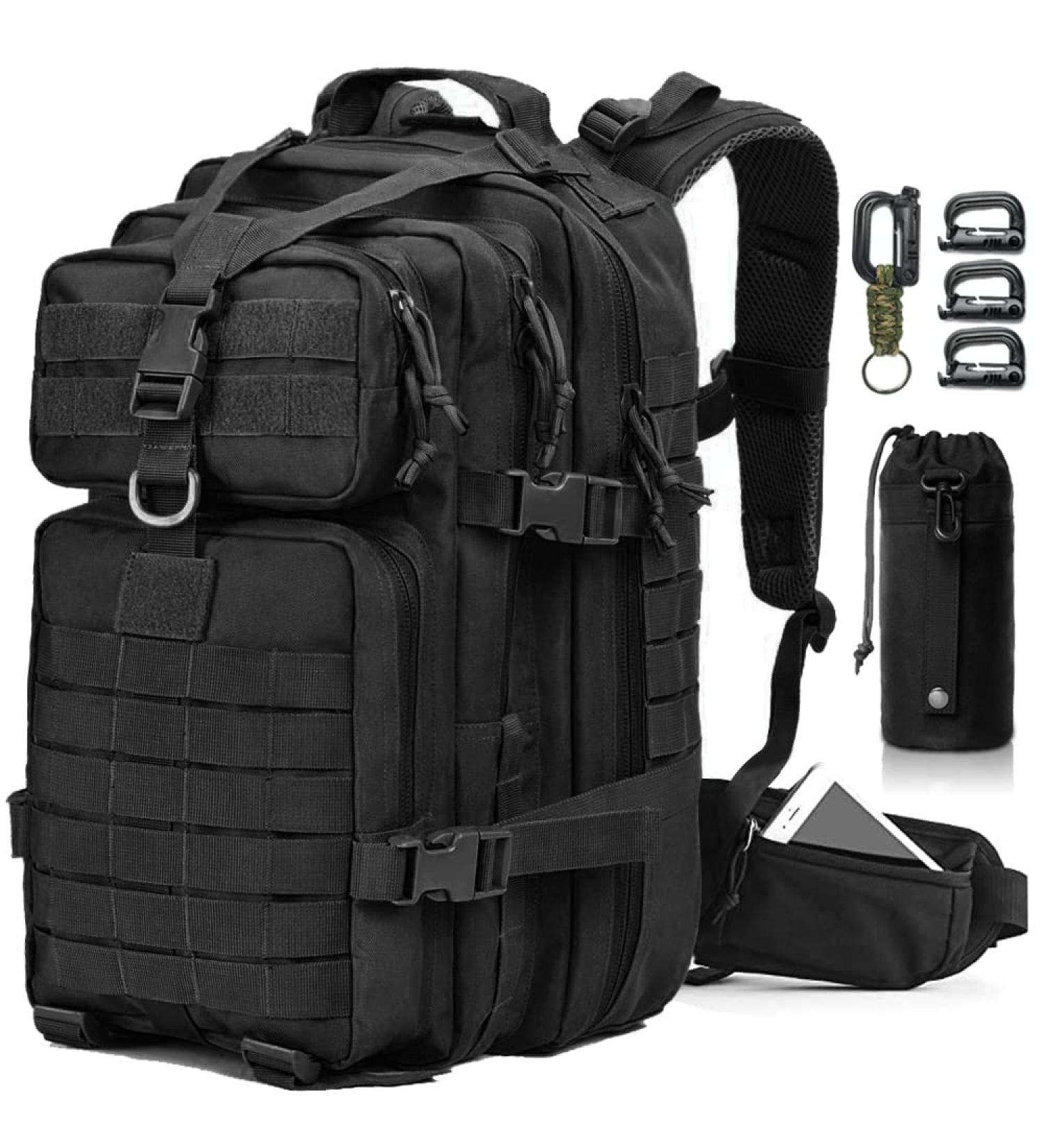 EMDMAK Military Tactical Backpack - Large Army 3 Day Assault Pack Molle Bag Rucksack in Black - Buy Online on SooperMarket.com