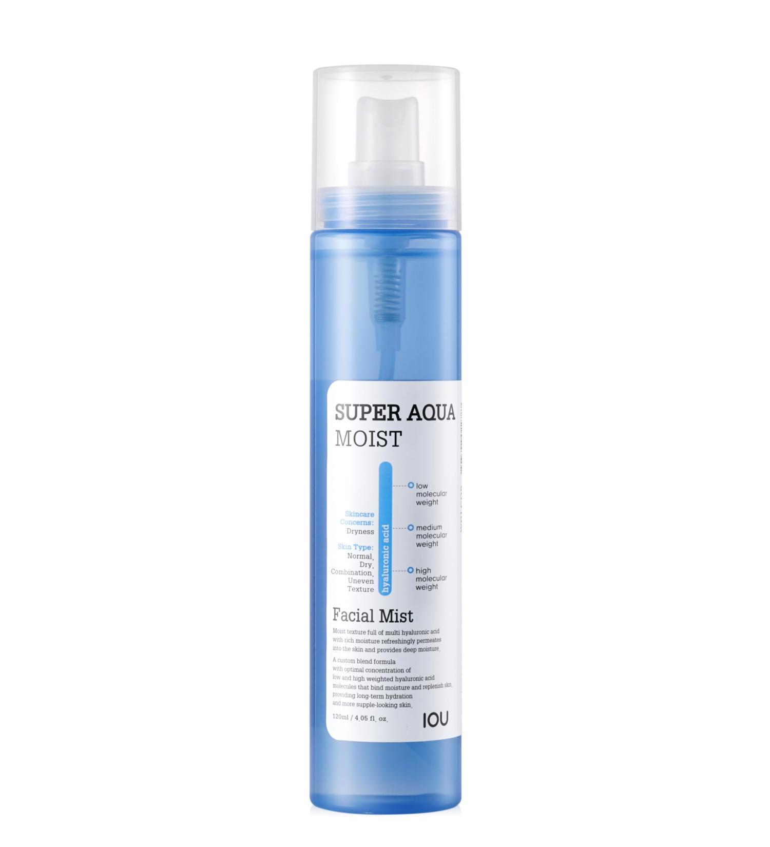 WELCOS IOU Super Aqua Moist Mist - Intensive Hydrating Mist with Hyaluronic Acid | Korean Skin Care | 120ml - Instant Moisture & Soothing Nourishment - Buy Online on SooperMarket.com