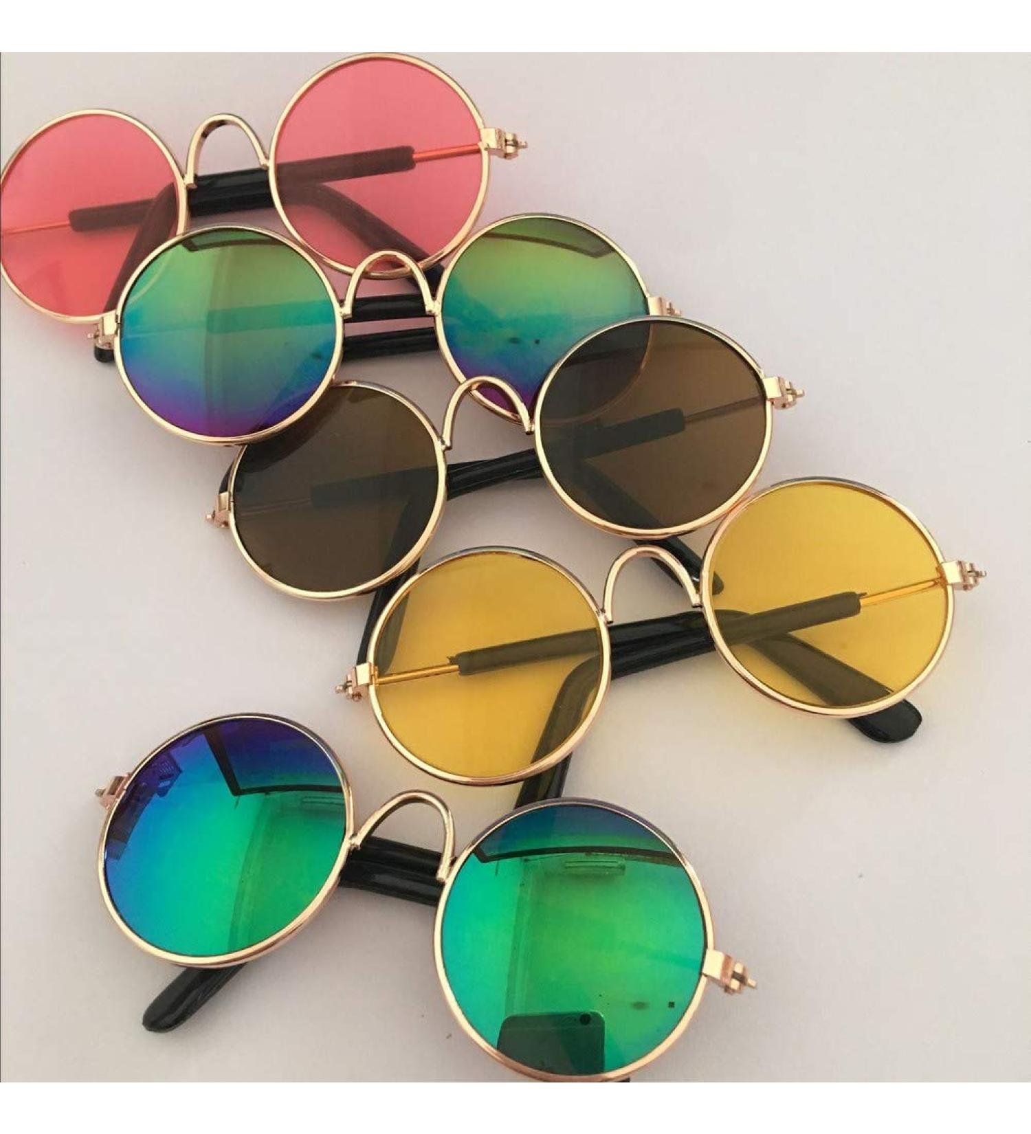 Super Cute Pet Glasses Stylish Dog Cat Cool Sunglasses Metal Frame Round Cool Photo Comfortable and EnvironmentallyConvenient and attractive - Buy Online on SooperMarket.com