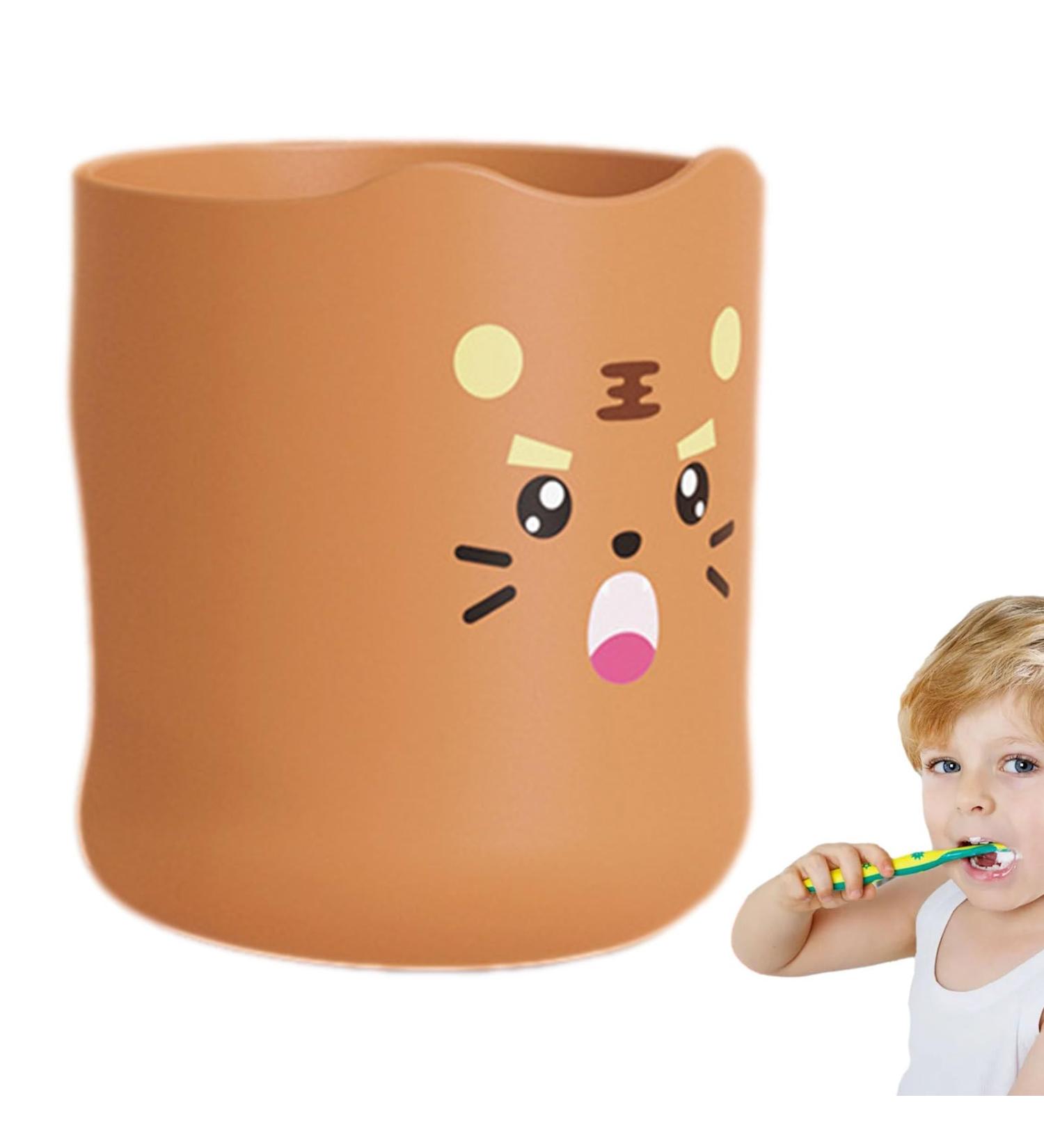 gooch Kids Toothbrush Cup with Handle 300ml Cartoon Water Cup Mouth Rinse Cup - Adorable Bathroom Cup Smooth Kids Cup for Boys Girls Toothbrush Little Tiger - Buy Online on SooperMarket.com