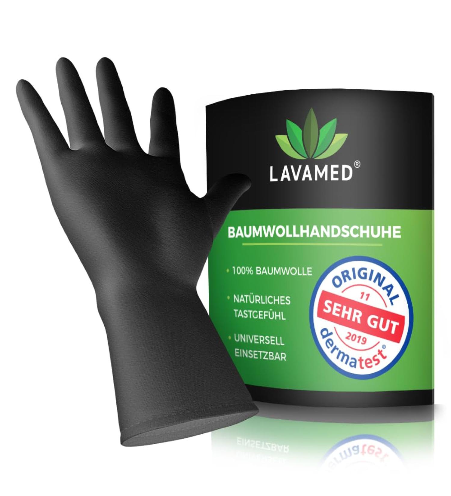 LAVAMED Dermatest Black Cotton Gloves - 100% Pure Cotton Protective Gloves (Size 6 S) for International Shipping - Buy Online on SooperMarket.com