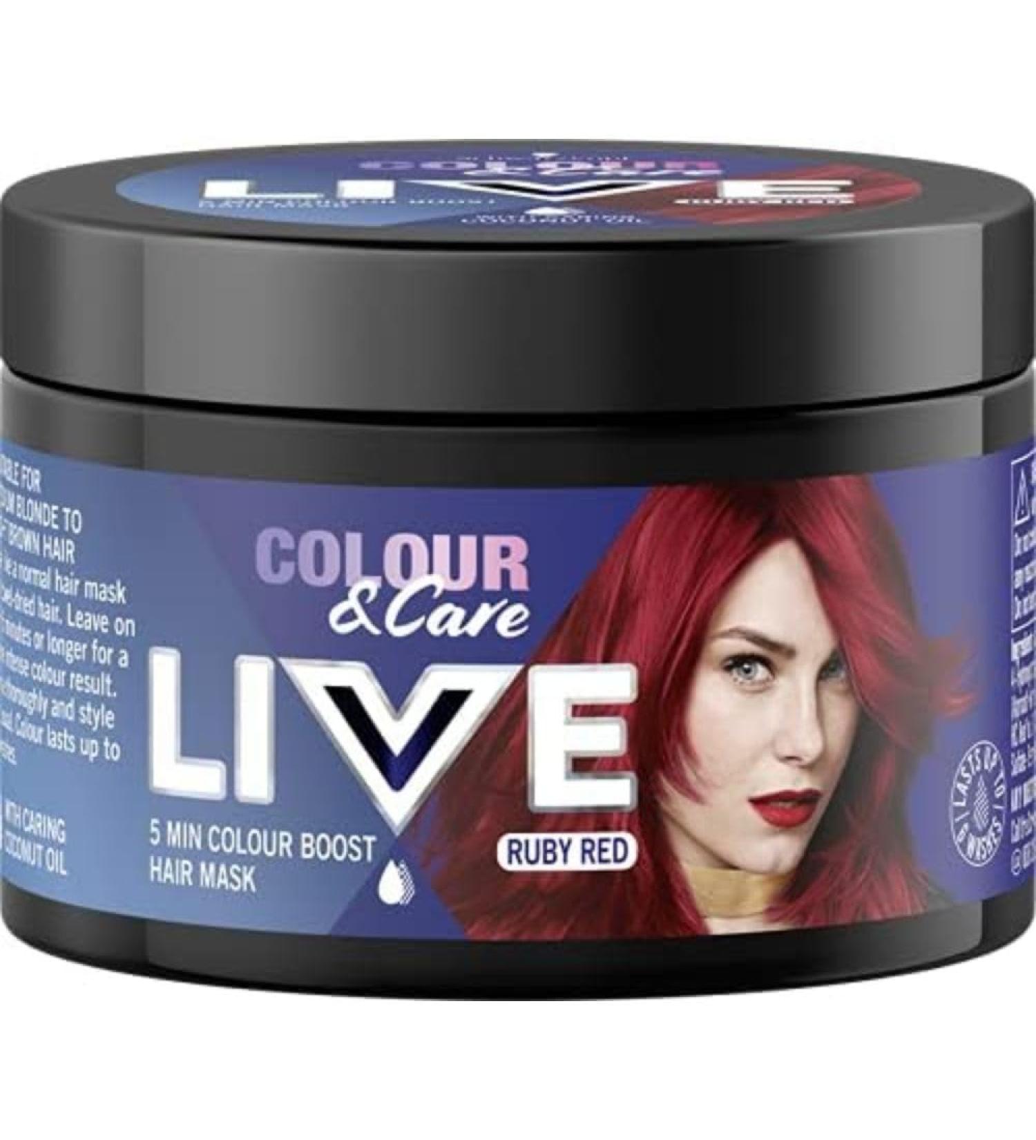 Schwarzkopf LIVE Colour & Care Hair Mask 5 Minute Wash Out Ruby Red Dye 150ml - Lasts up to 6 Washes - Buy Online on SooperMarket.com