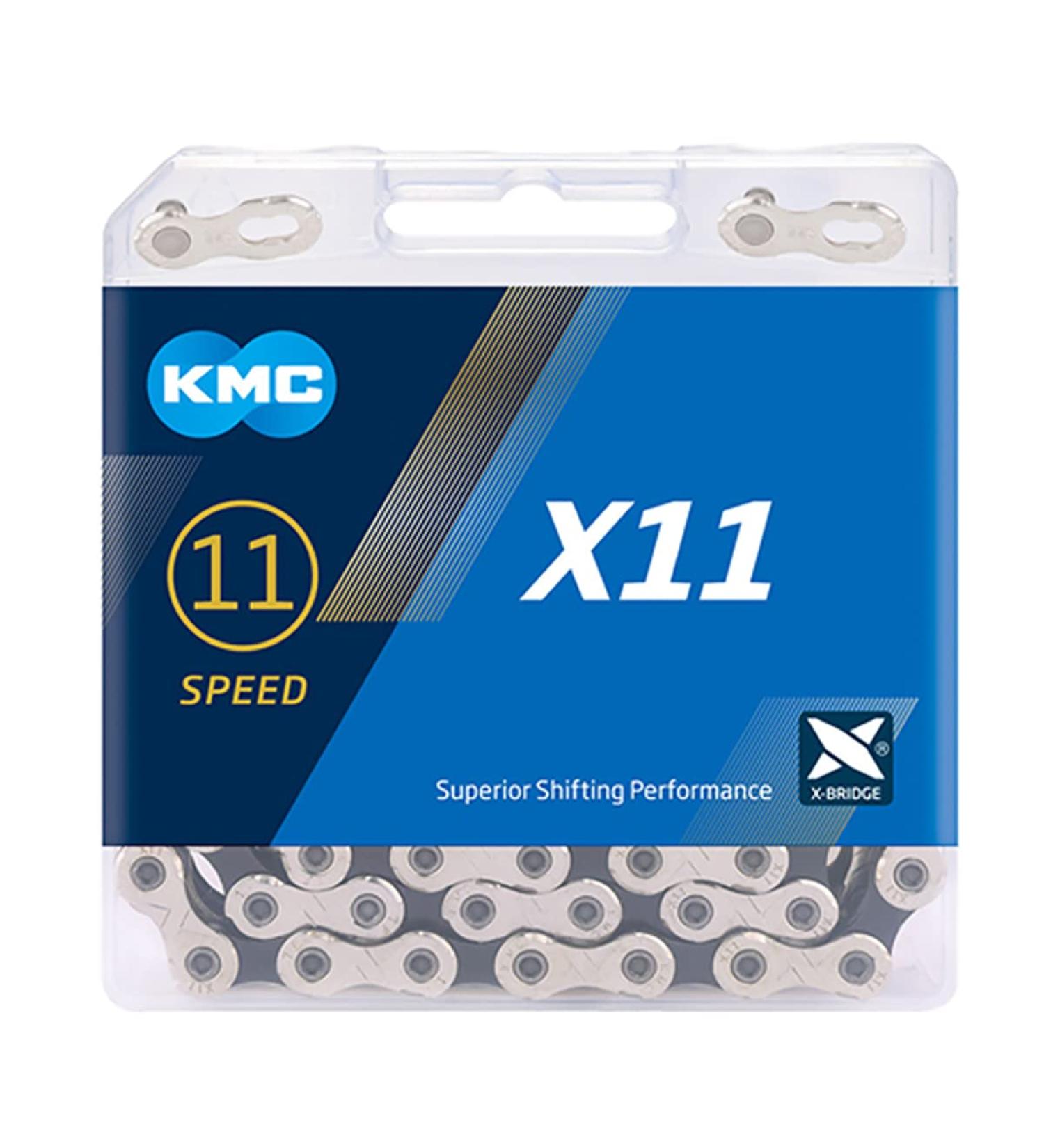 KMC X11 11 Speed Chain - 118 Links - Silver and Black Bicycle Chain with Quick Link - Buy Online on SooperMarket.com