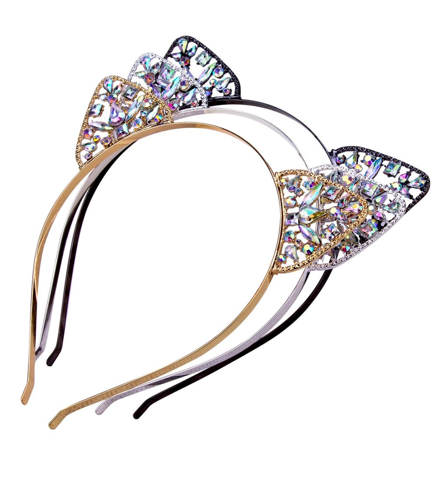 AWAYTR Crystal Cat Ears Hair Hoop Headband - Floral Hair Accessories for Women and Girls | Perfect Christmas Gift - Buy Online on SooperMarket.com