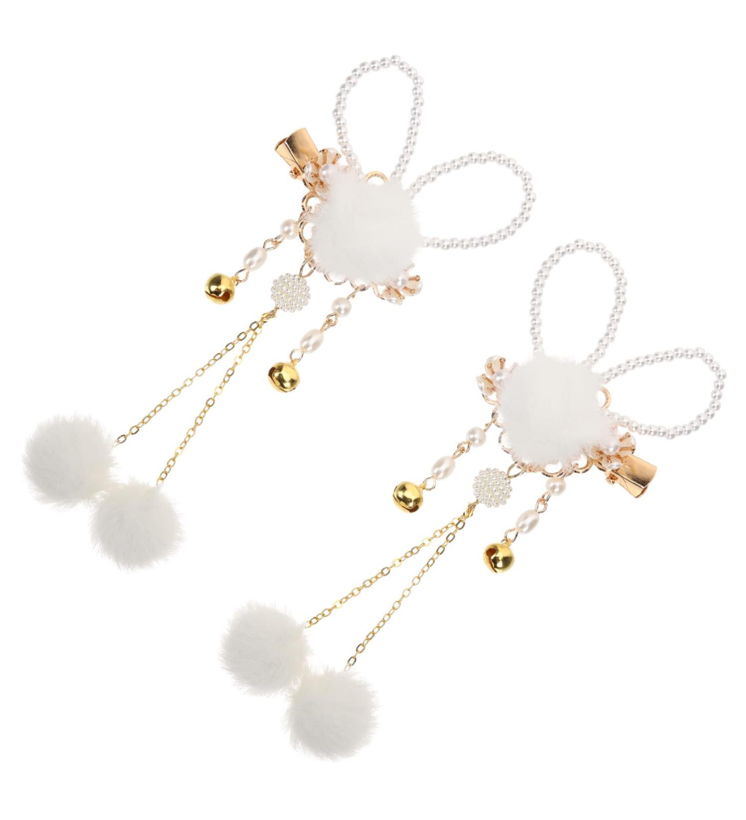 Amosfun 1 Pair Bunny Hairpin Kids Decor Baby Decor Rabbit Ear Headbands Plush Hairpins Pearl Hair Ties Pearl Hair Pin Retro Decor Pompom Hair Tie Vintage Metal Plush Ball Miss - Buy Online on SooperMarket.com