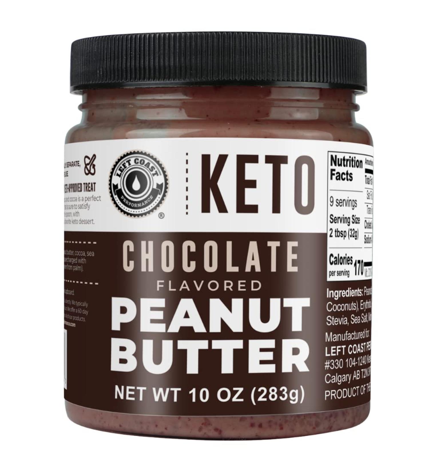 Keto Chocolate Peanut Butter Spread with MCT Oil | Vegan, Low Carb, Dairy-Free | 10 oz - Buy Online on SooperMarket.com