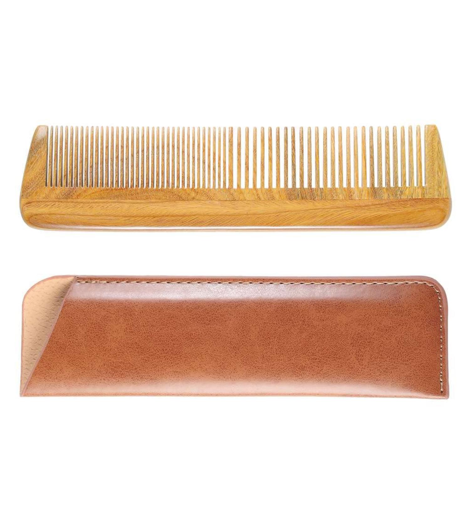 Onedor Handmade 100% Natural Green Sandalwood Hair Combs - Anti-Static Sandalwood Scent Natural Hair Detangler Wooden 2 in 1 Comb (Fine with Wide Tooth) - Buy Online on SooperMarket.com