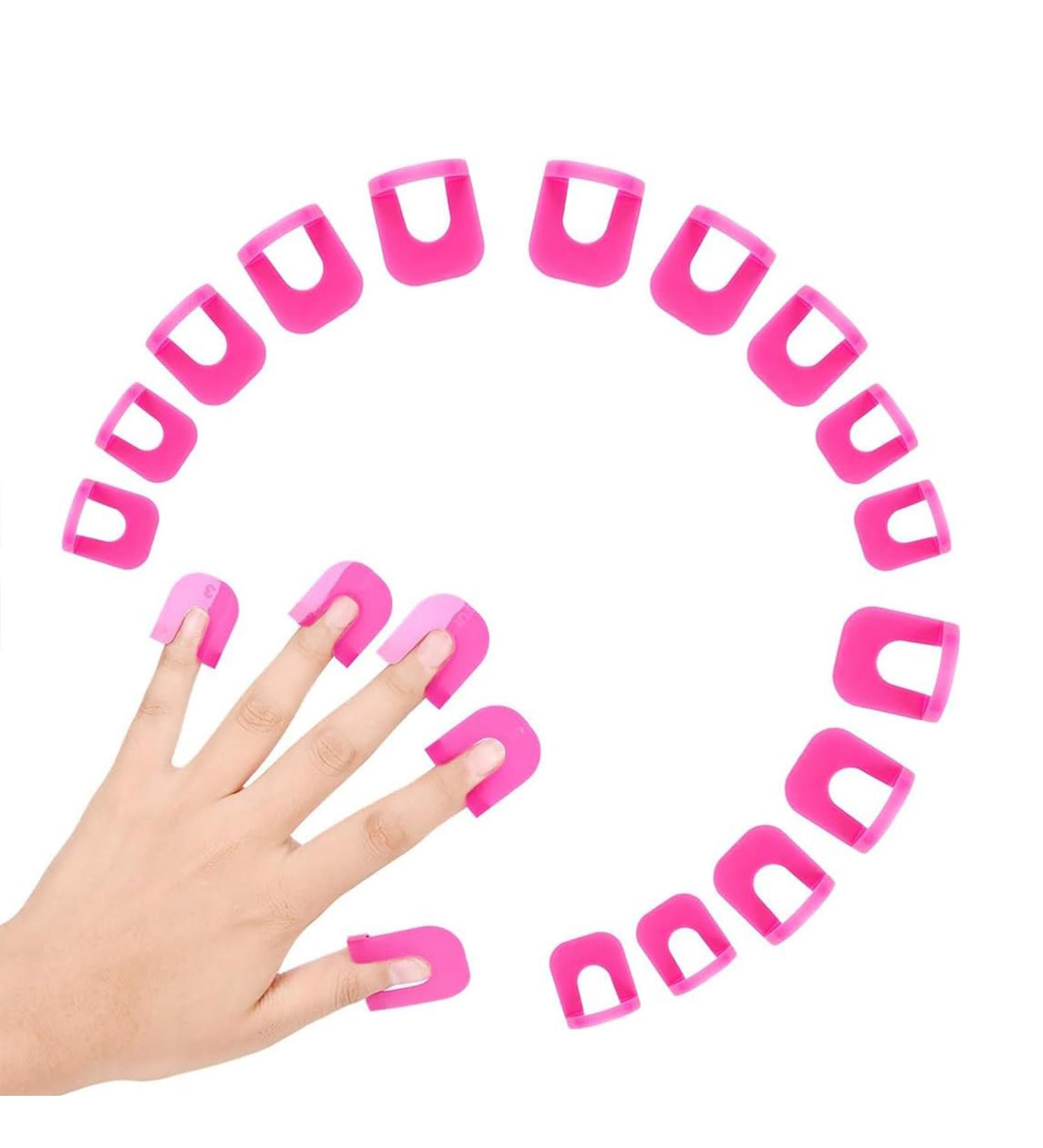 DHWEKU 26PC Nail Polish Template Kit - Reusable Nail Edge Skin Barrier 10 Sizes Nail Art Protection Accessories (Rose Red) - Essential Nail Art Tools for Perfect Manicures - Buy Online on SooperMarket.com