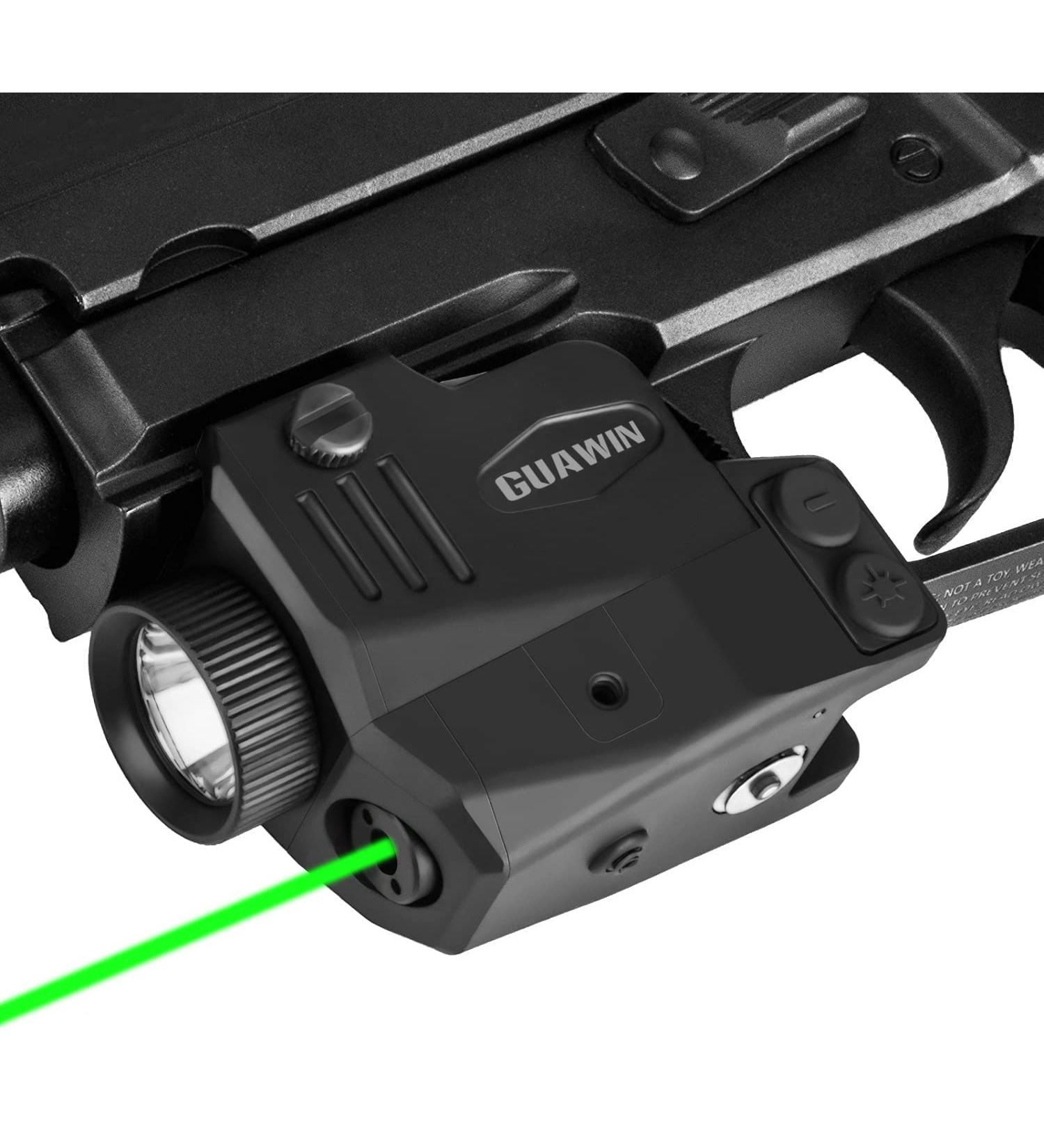 Pistol Light with Red&Green Laser | Rechargeable Compact Weapon Light | Adjustable Rail Mounted Laser Combo | Magnetic Charging | LED Strobe Function - Buy Online on SooperMarket.com
