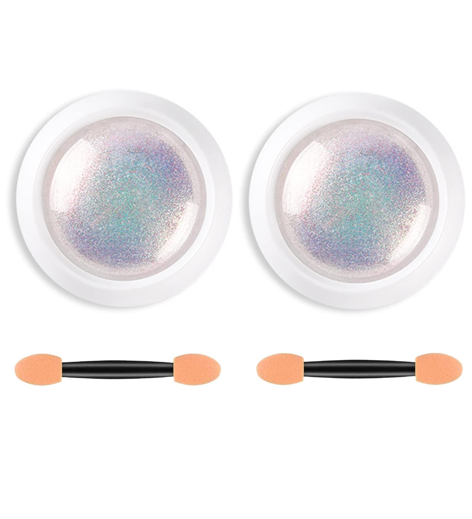 Mermaid Neon Chrome Nail Powder Kit - Gradient Glitter Pigment for Gel Nails - 2Pcs Set with Nail Sponge Brush - Nail Art Decoration - Buy Online on SooperMarket.com