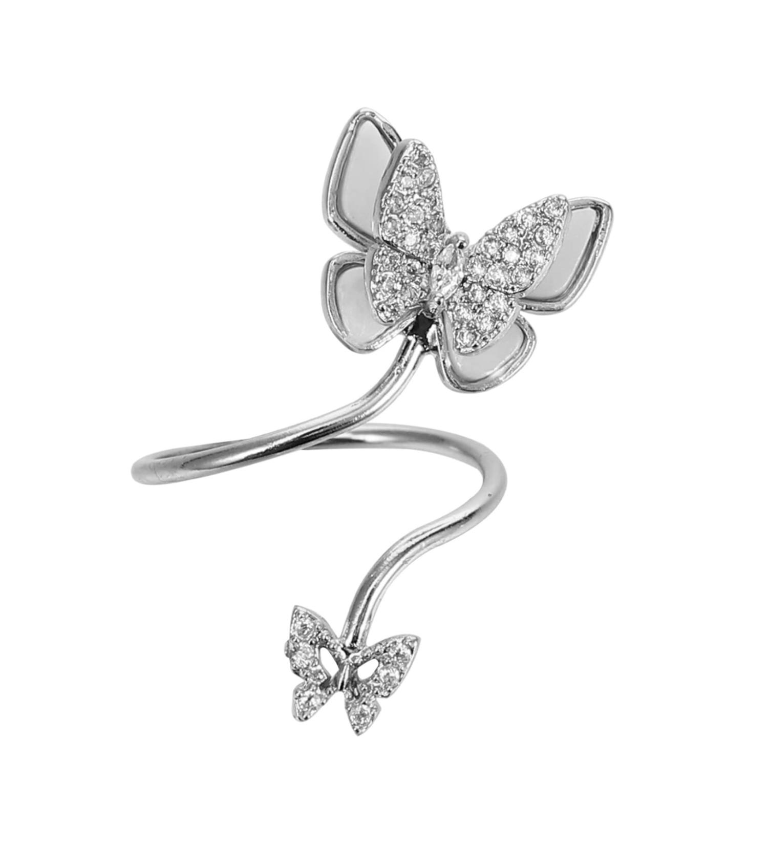 PLAFOPE Nail Butterfly Ornaments Women s Jewelry Vintage Rings for Women Red Rose Hair Accessories Finger Tip Ring Nail Diamonds Rhinestones Opening Rings Nail Jewelry Copper Inlaid Zircon Silver 3.50X1.50X1.50CM - Buy Online on SooperMarket.com