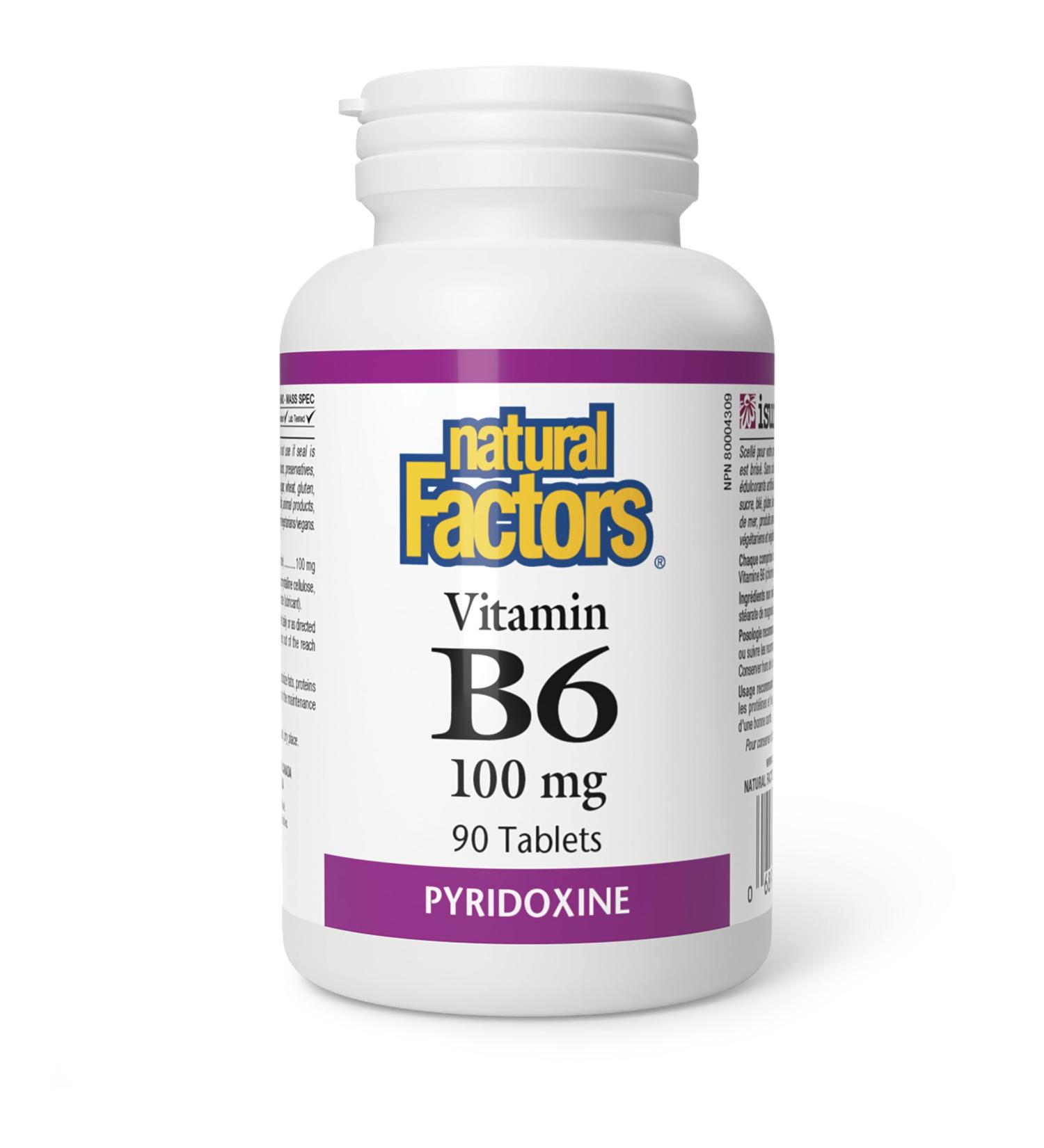 B-6 Pyridoxine Hcl 250mg (90Tablets) Brand: Natural Factors - Buy Online on SooperMarket.com