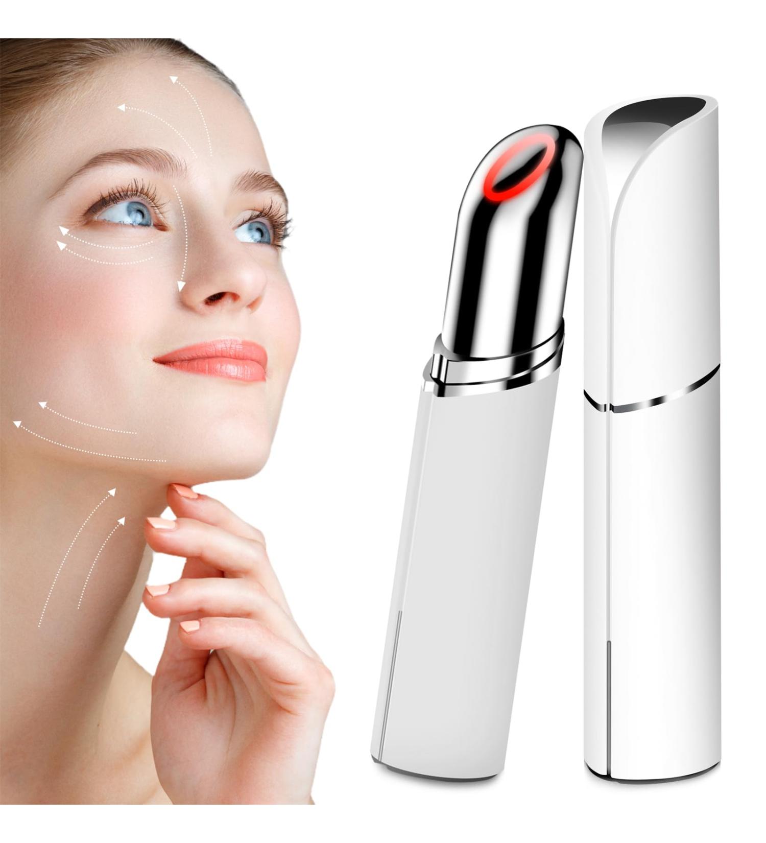 Neck Face Massager - BUV Mini LED Sculpting Tool with 3 Color Modes & Vibration for Enhanced Skin Care - Baby White - Buy Online on SooperMarket.com