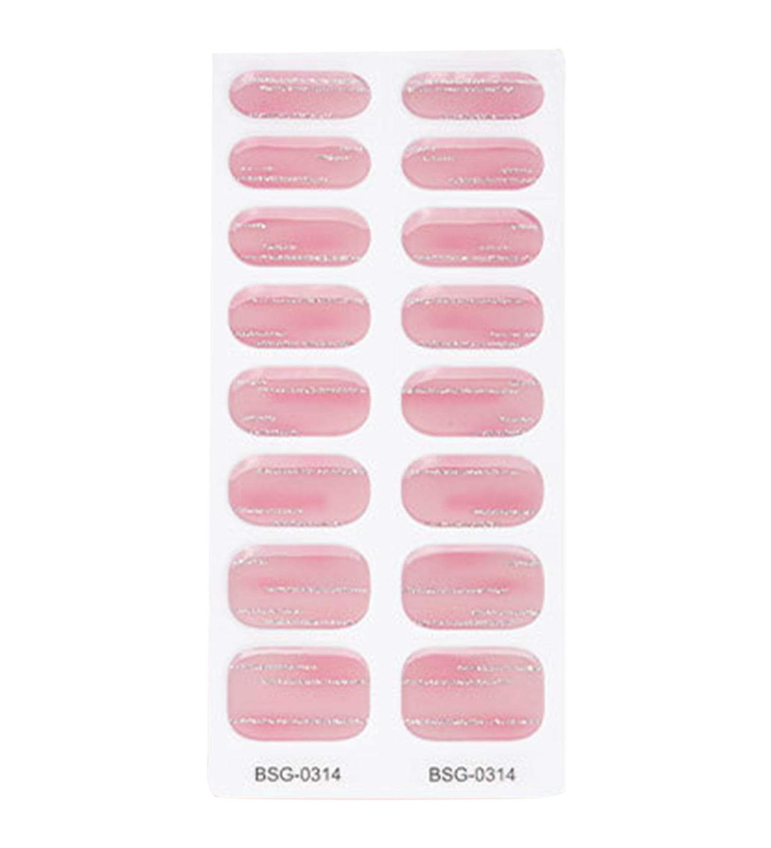Semi Cured Gel Nail Polish Strips Adhesive Gel Nail Art Stickers Lasting Glitter Gel Nail Wraps Sticker with Nail File Semi Cured Gel Nail Stickers for Toes White with Uv Light Bsg0314 - Buy Online on SooperMarket.com