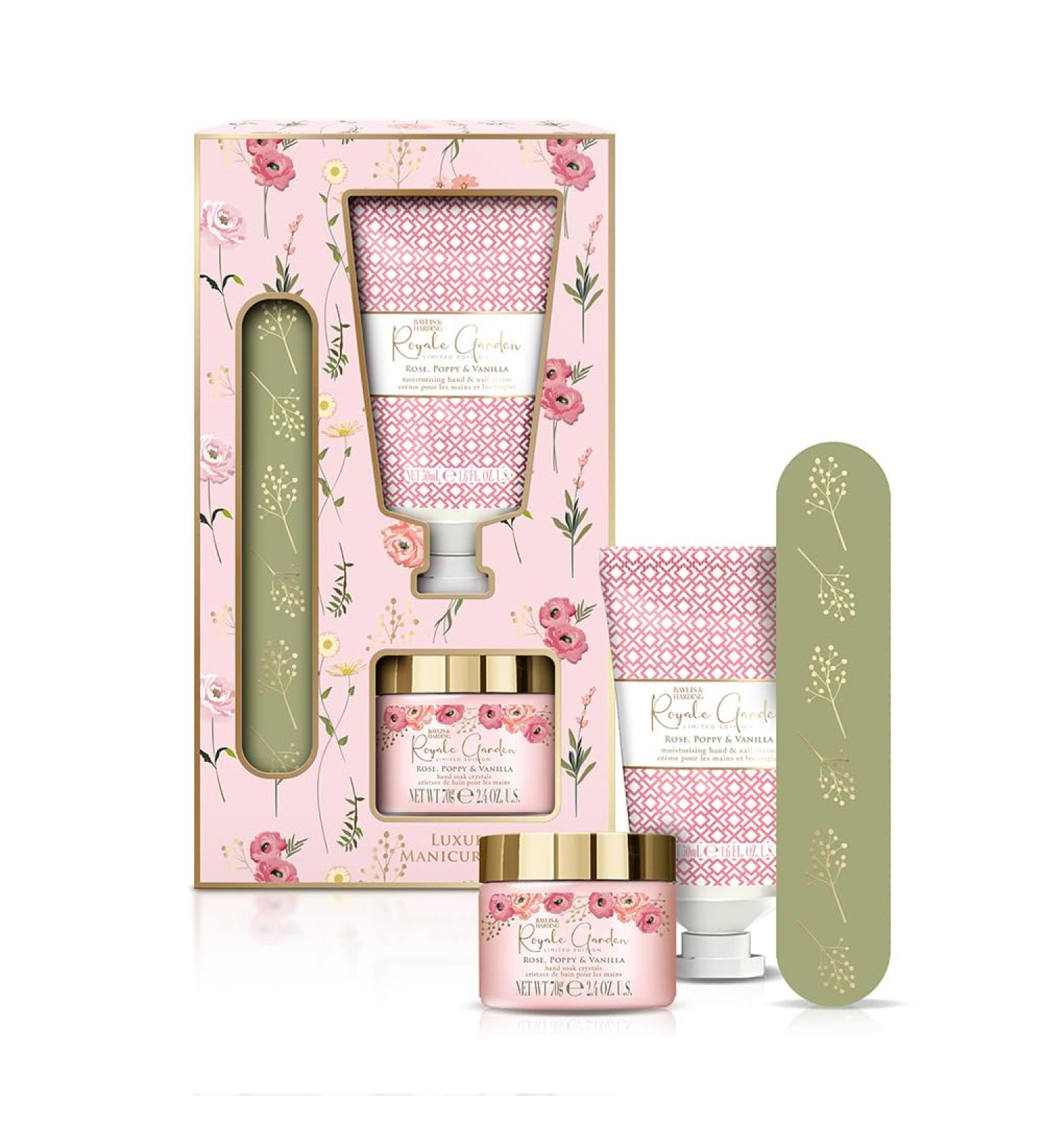 Baylis & Harding Royale Garden Rose Poppy & Vanilla Manicure Gift Set - Vegan Friendly - Buy Online on SooperMarket.com