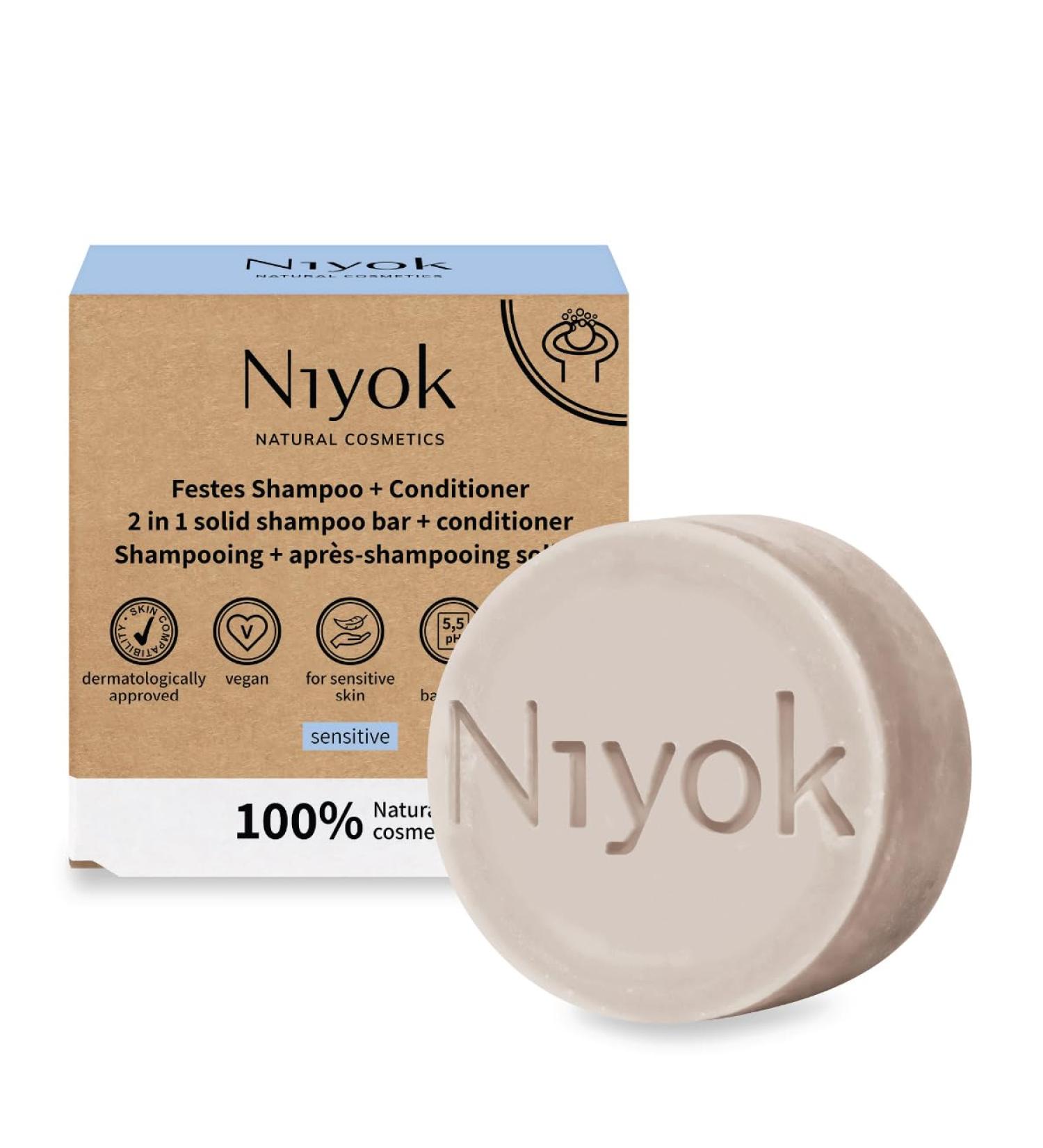 Natural Cosmetics 2-in-1 Solid Shampoo & Conditioner Bar - Sensitive Formula 80g | Eco-Friendly Hair Care - Buy Online on SooperMarket.com