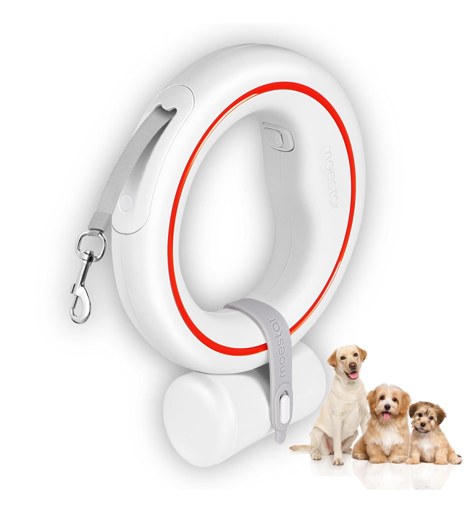 Moestar 360 Tangle-Free Dog Leash with Bag Holder - 3m/10ft for Small & Medium Dogs - Red - Buy Online on SooperMarket.com