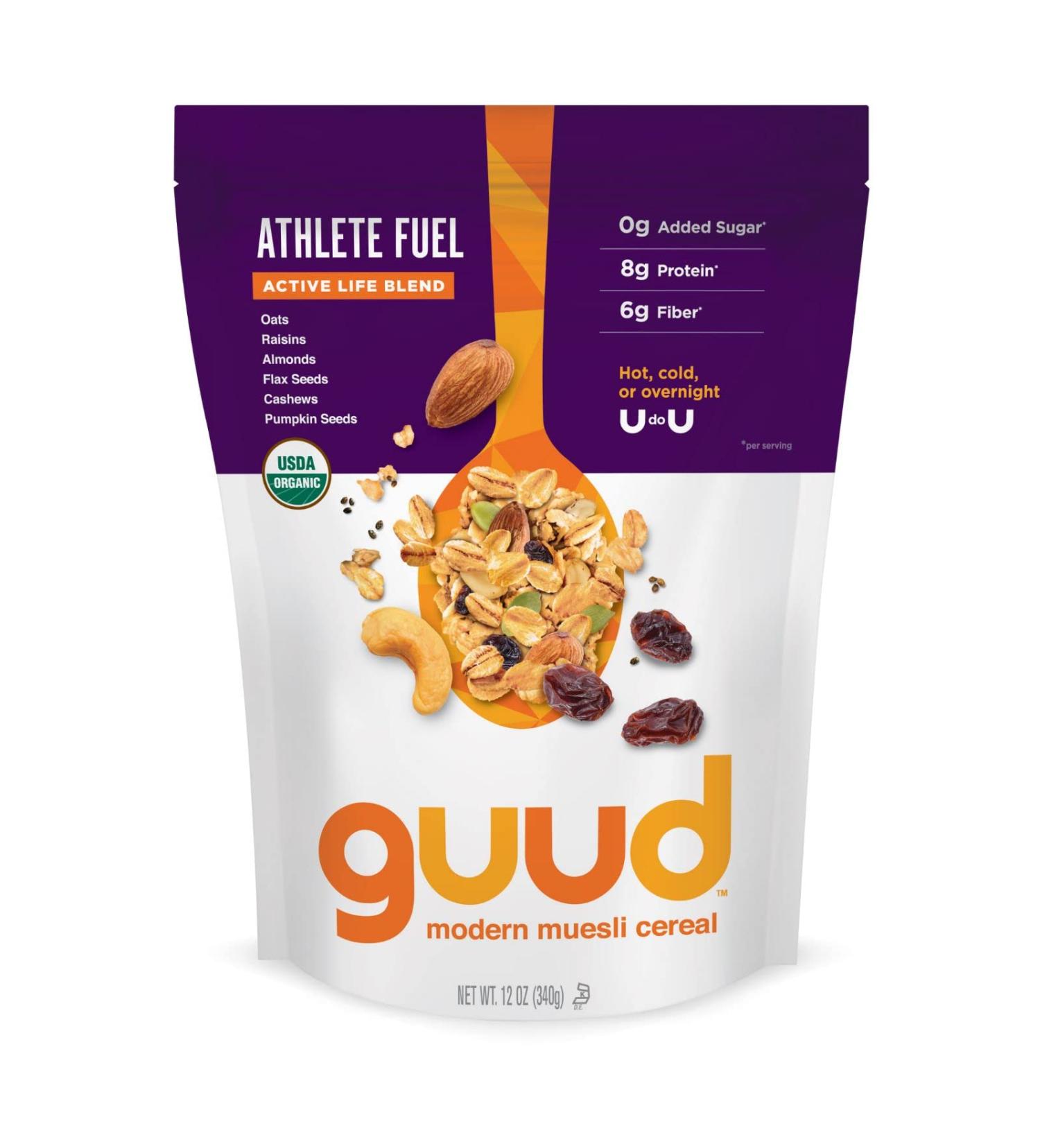 GUUD Athlete Fuel Organic Muesli Cereal 12oz - Oats, Raisins, Almonds, Flax Seeds, Cashews, Pumpkin Seeds - Vegan, Non-GMO, Kosher - Pack of 1 - Buy Online on SooperMarket.com